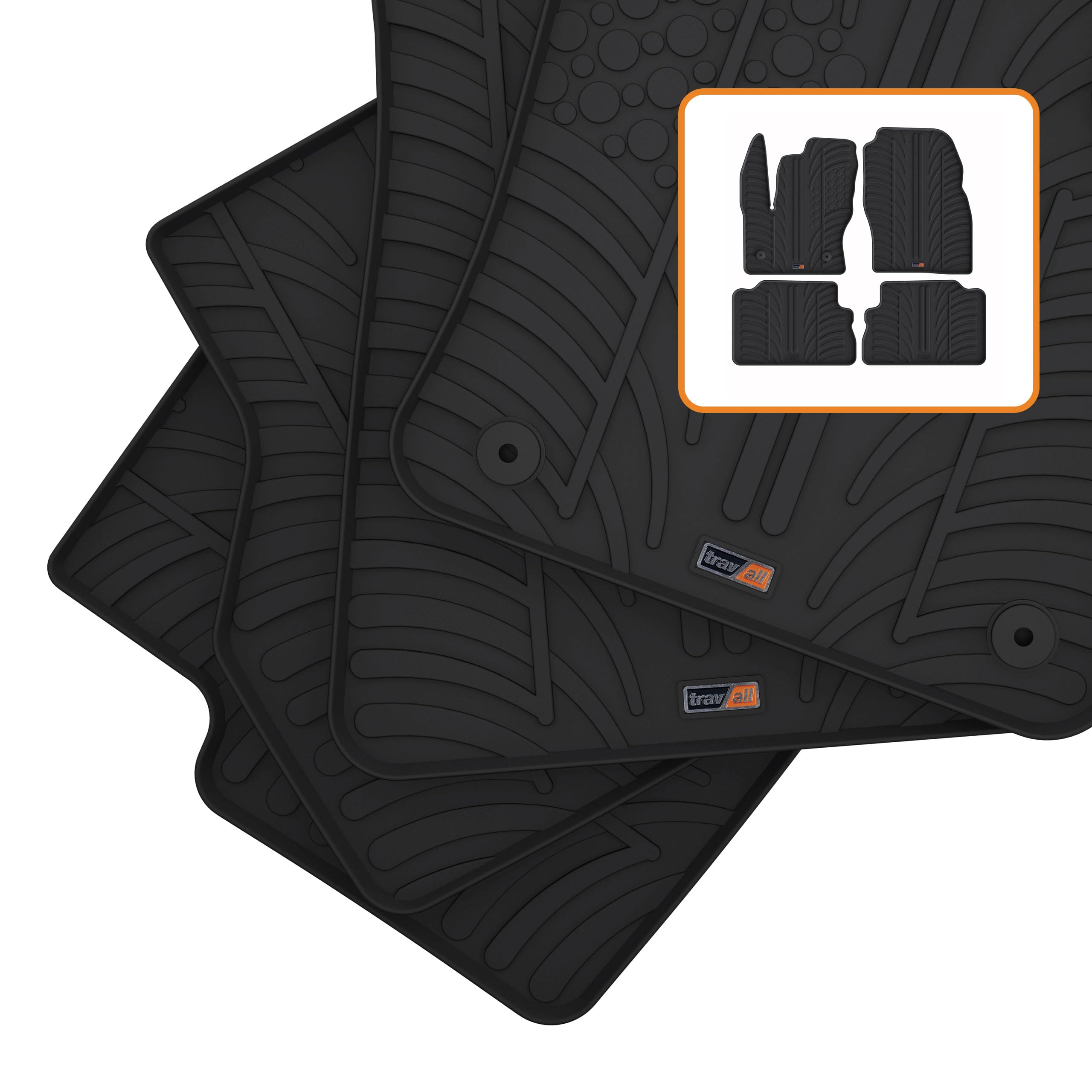 Premium Black Rubber Car Floor Mats for Ford Kuga (2016-2019) - Durable, Easy to Clean, All-Weather Protection - Perfect for Road Trips, Daily Commutes & Outdoor Adventures