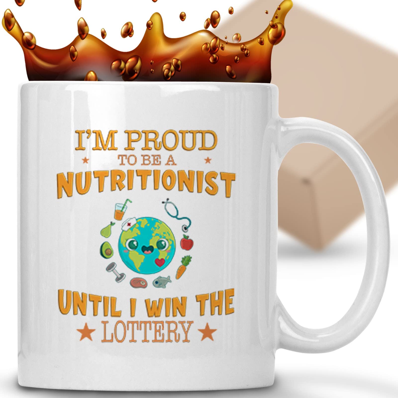 Funny Coffee Mug - Proud Nutritionist Until Winning Lottery - Humorous Gift for Men, Women, Coworkers & Family - Perfect Birthday, Christmas Present - Great for Office, Home & Daily Coffee Breaks