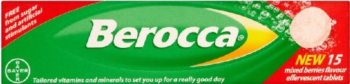 Berocca Effervescent Mixed Berries 15 Tablets - Vitamin C & B Complex Supplement for Energy & Immunity Boost - Perfect for Workout Recovery & Daily Wellness
