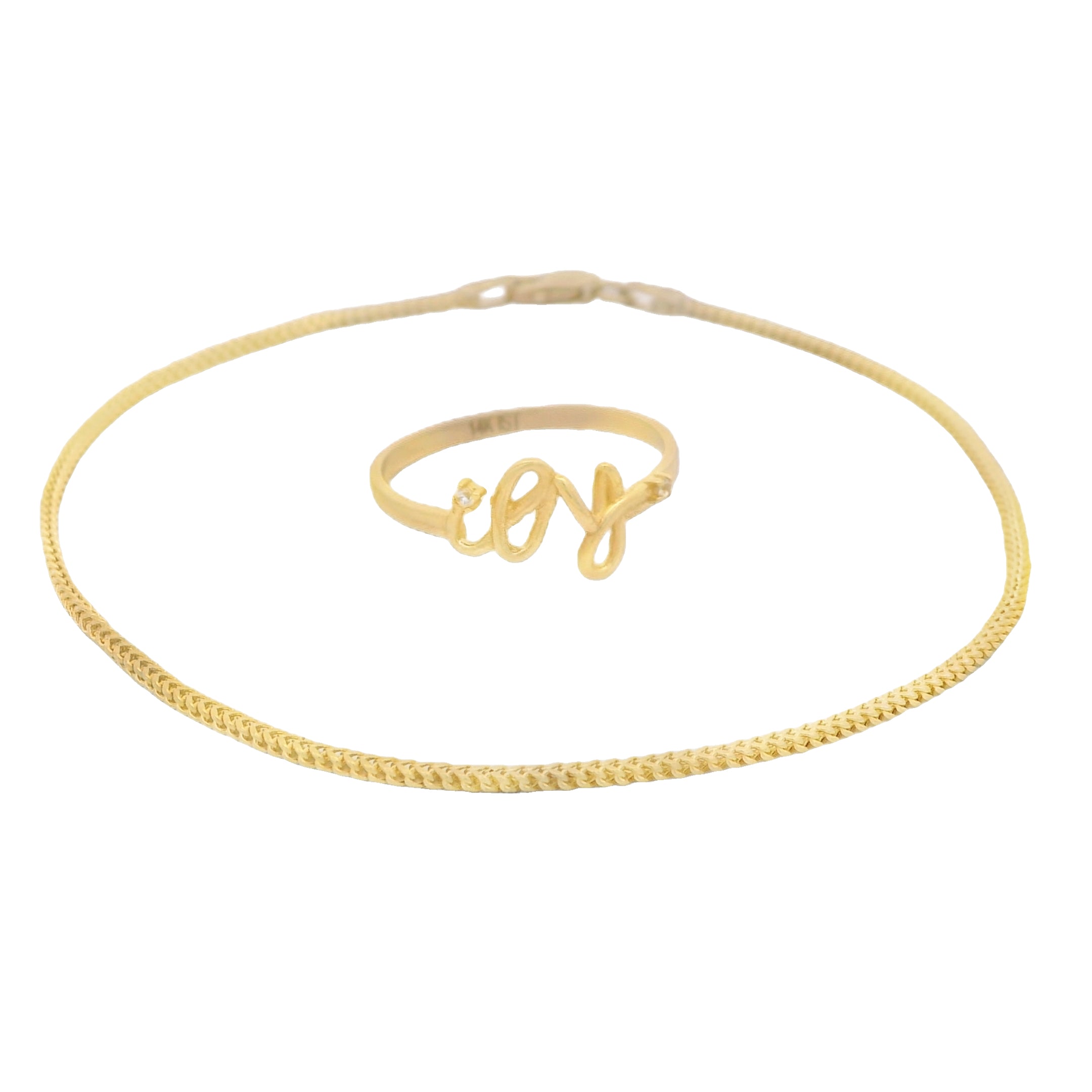14K Hollow Franco Chain Bracelet 7