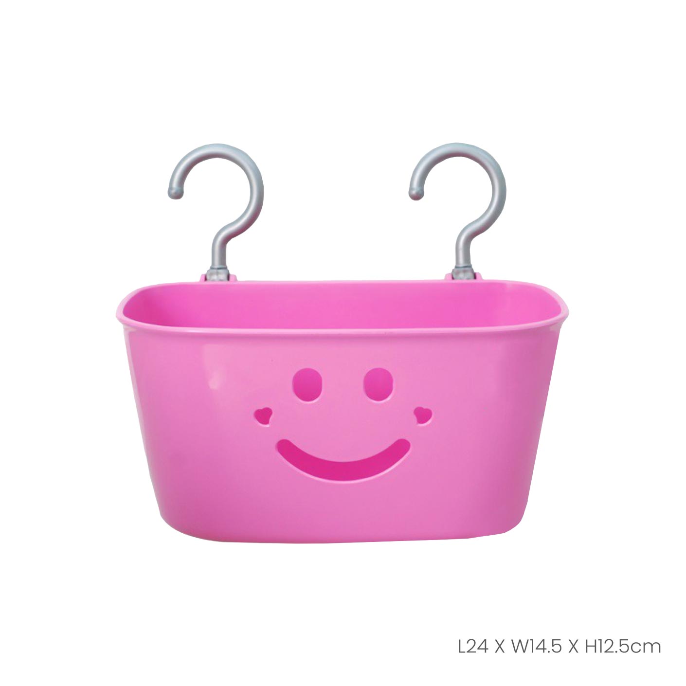 Double Hook Basket Smile #714M (JY714) - Heavy Duty Storage Organizer for Kitchen, Bathroom, or Office - Perfect for Hanging Towels, Utensils, and Supplies