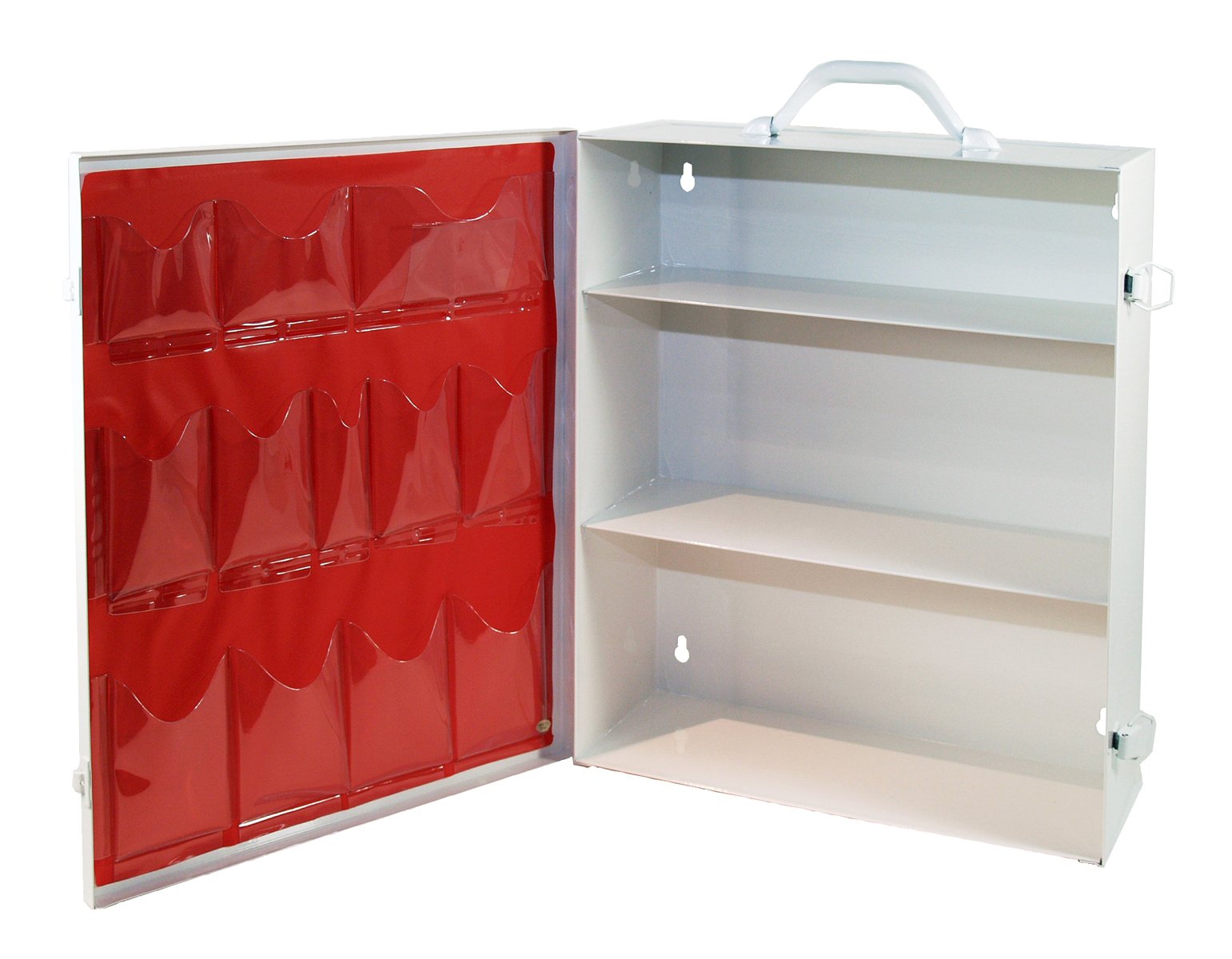 Medique 712MTM Full Size White First Aid Cabinet with Pockets & 3 Shelves - Medical Storage Organizer for Home, Office, or Clinic Emergency Supplies