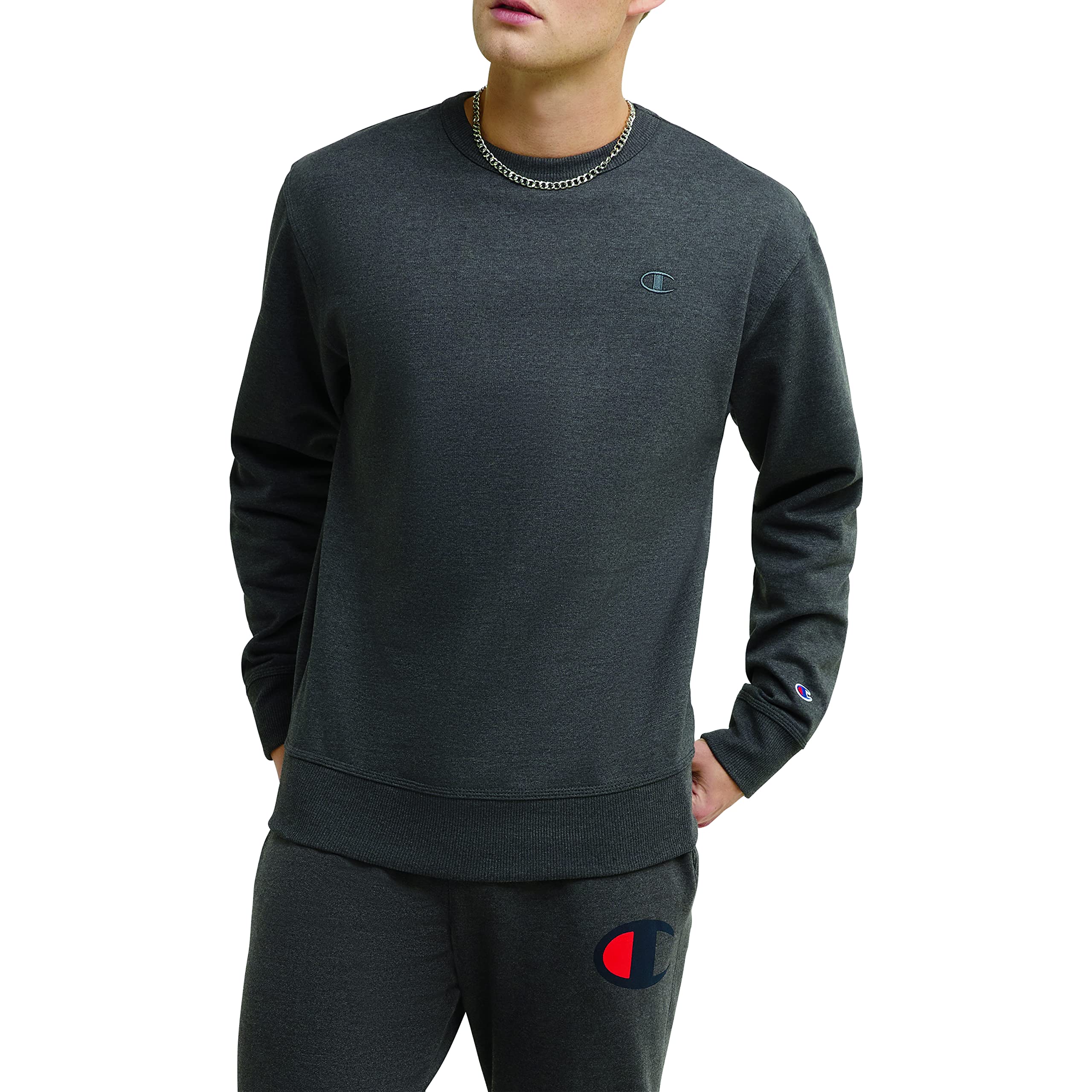Champion Men's Powerblend Crewneck Sweatshirt - Soft Cotton Blend Pullover for Casual Wear & Gym (Regular & Big Tall Sizes) | Perfect for Workouts, Lounging & Streetwear Fashion
