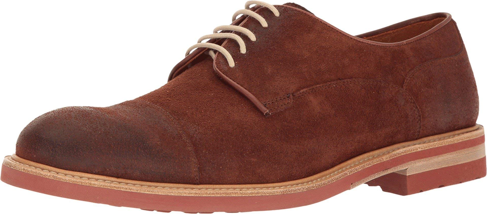 Men's Hopkins Cap Toe Suede Buck Oxford Shoes - Classic Lace-Up Dress Shoes with Mini Lug EVA Rubber Sole for Work, Office & Formal Occasions