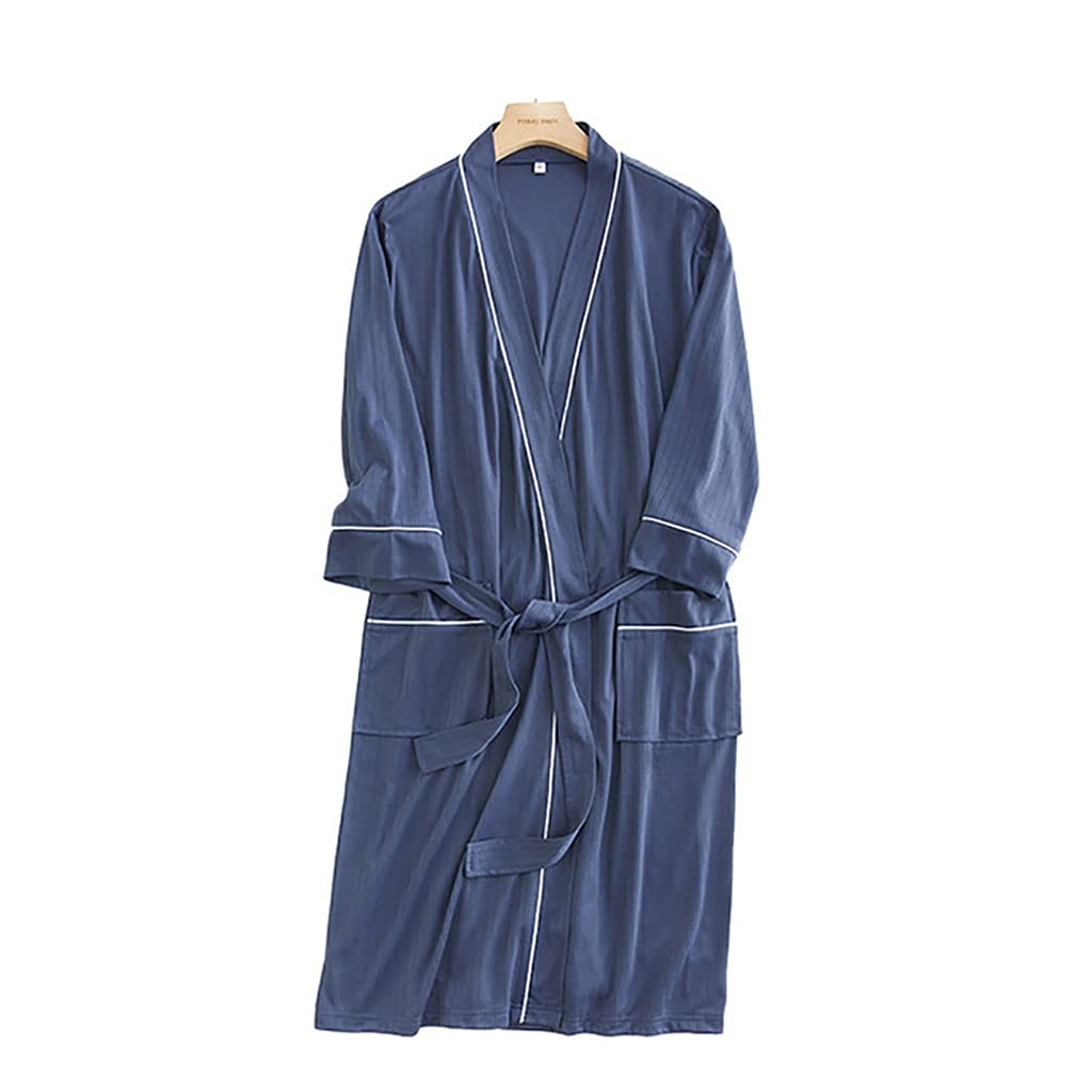 JJZXC Women's Soft Skin-Friendly Long Sleeve Striped Pajama Set - Lightweight Bathrobe & Loungewear for Spa, Sauna, Sleep & Relaxation (Color E, Size XL)