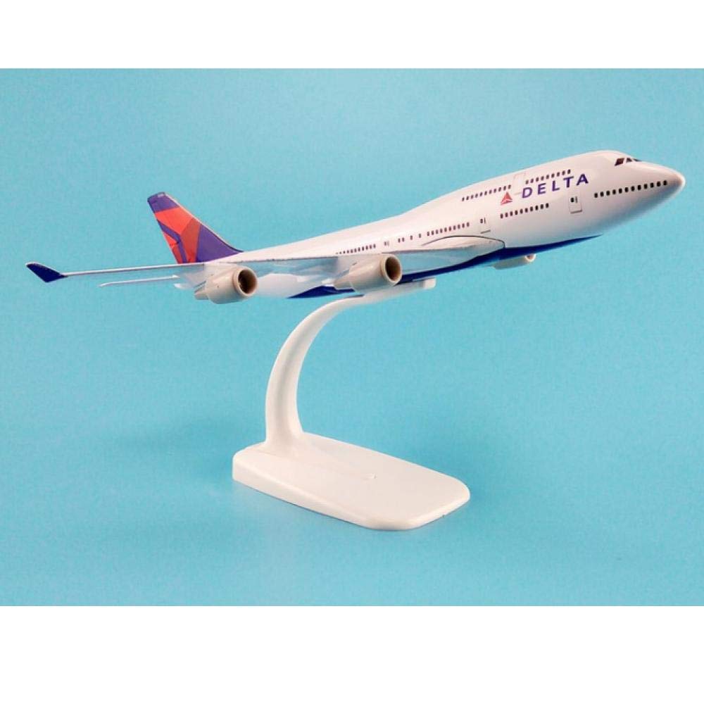 GLXLSBZ 20cm Alloy Metal Boeing 747 Delta Aircraft Model - Diecast Airplane for Collectors, Aviation Enthusiasts & Birthday Gifts - Perfect for Home Display, Office Decor & Aviation Themed Parties