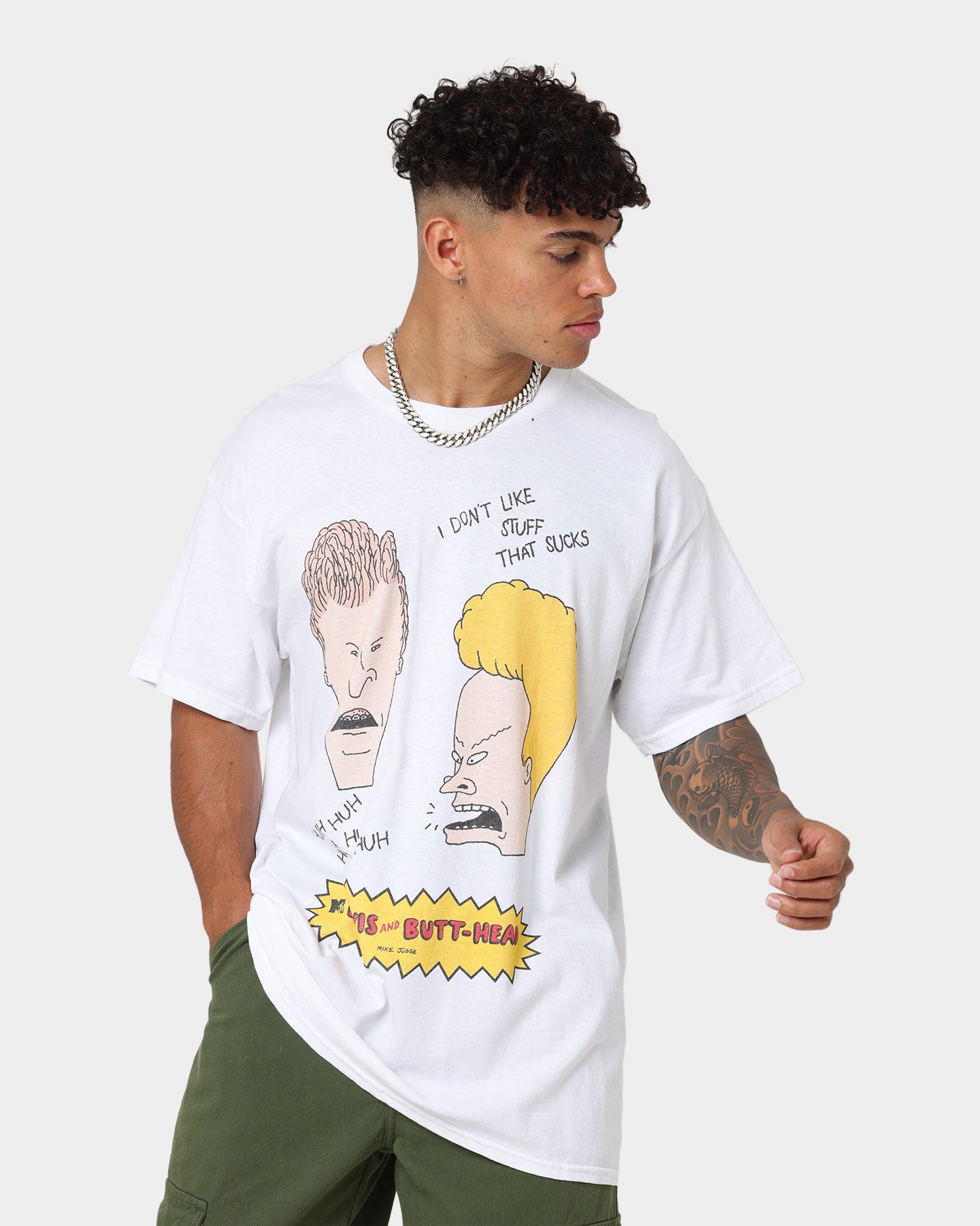 Beavis & Butthead 'Stuff Sucks' Graphic T-Shirt - White Cotton Vintage Tee for Men & Women | 90s Cartoon Nostalgia, Casual Wear & Pop Culture Fan Gift