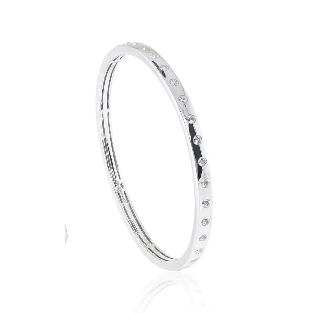 Bella Bangle in White Topaz - Elegant Sterling Silver Bracelet for Women | Perfect for Weddings, Parties & Everyday Wear