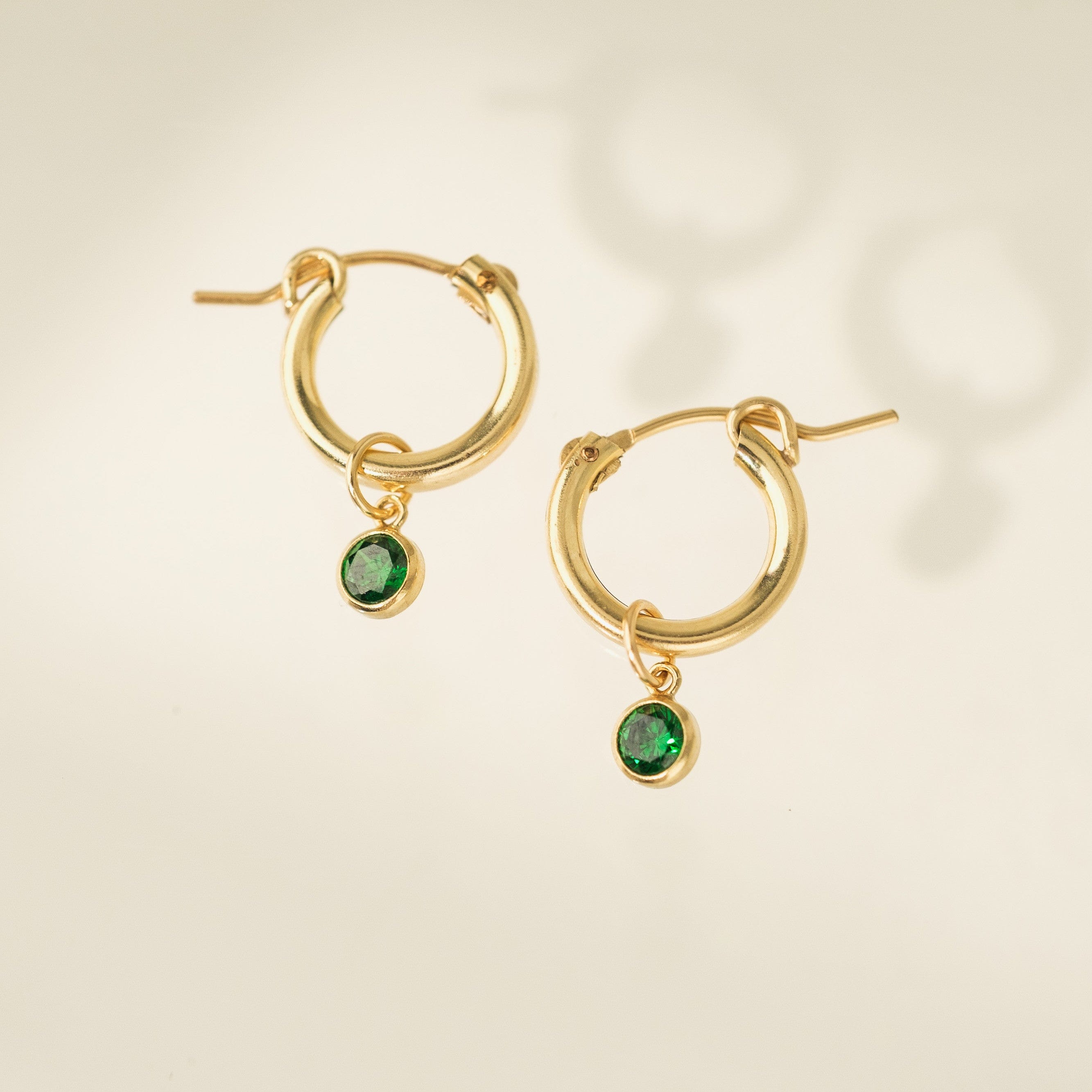 May Birthstone Gold Filled Hoop Earrings for Women - Elegant Emerald Jewelry Gift for Mother's Day, Birthday & Anniversary - Perfect for Everyday Wear & Special Occasions