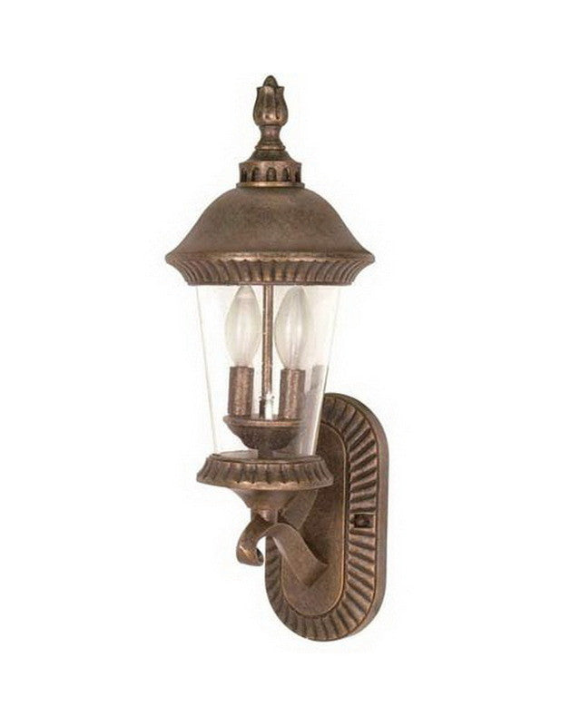 Nuvo Lighting 60 963 Clarion Collection Three-Light Outdoor Wall Lantern - Platinum Gold Finish - Weatherproof Exterior Sconce for Porch, Patio & Garden Lighting