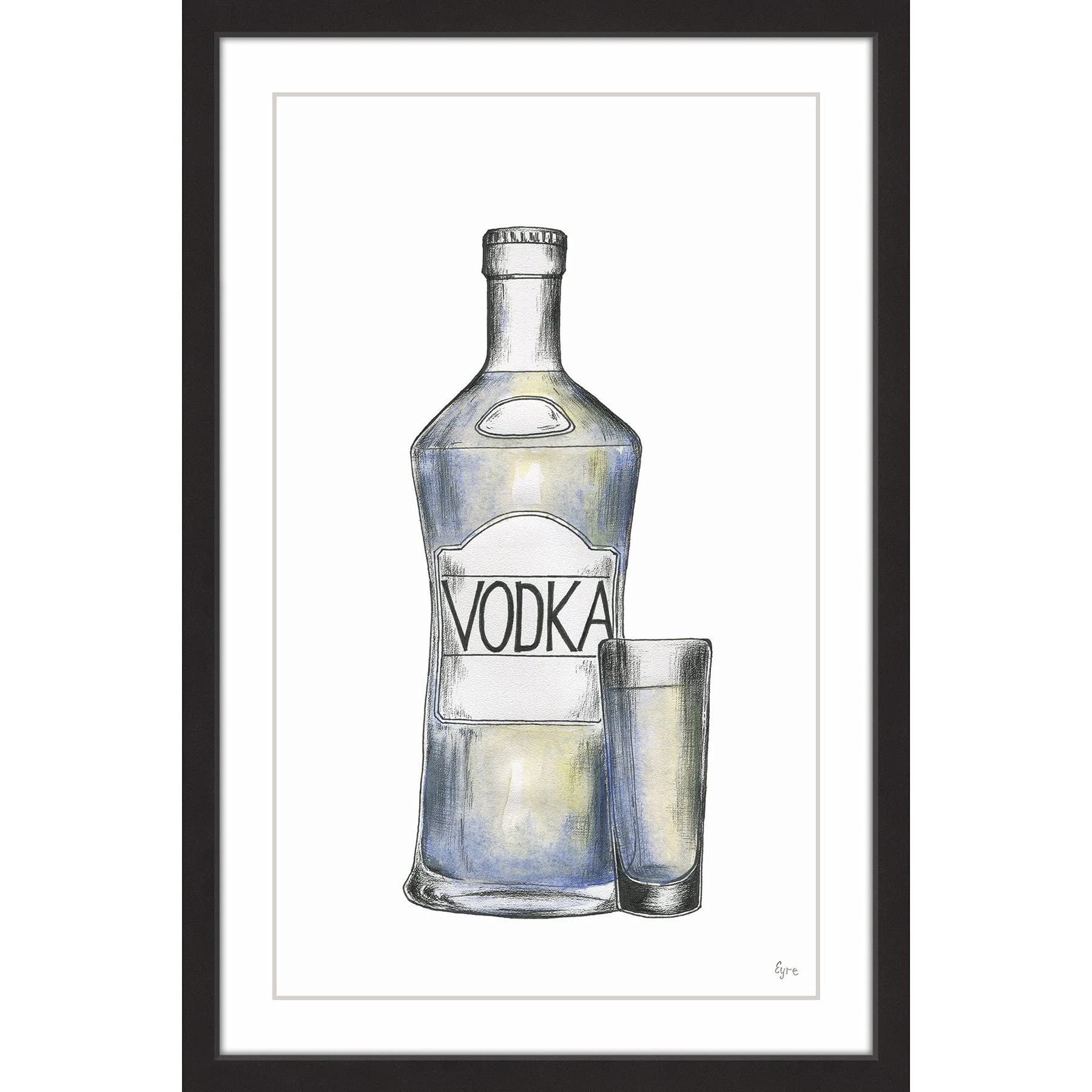 Handmade Vodka Shot Framed Print 16x24 by Marmont Hill - Perfect for Bar Decor, Home Wall Art & Gift Ideas