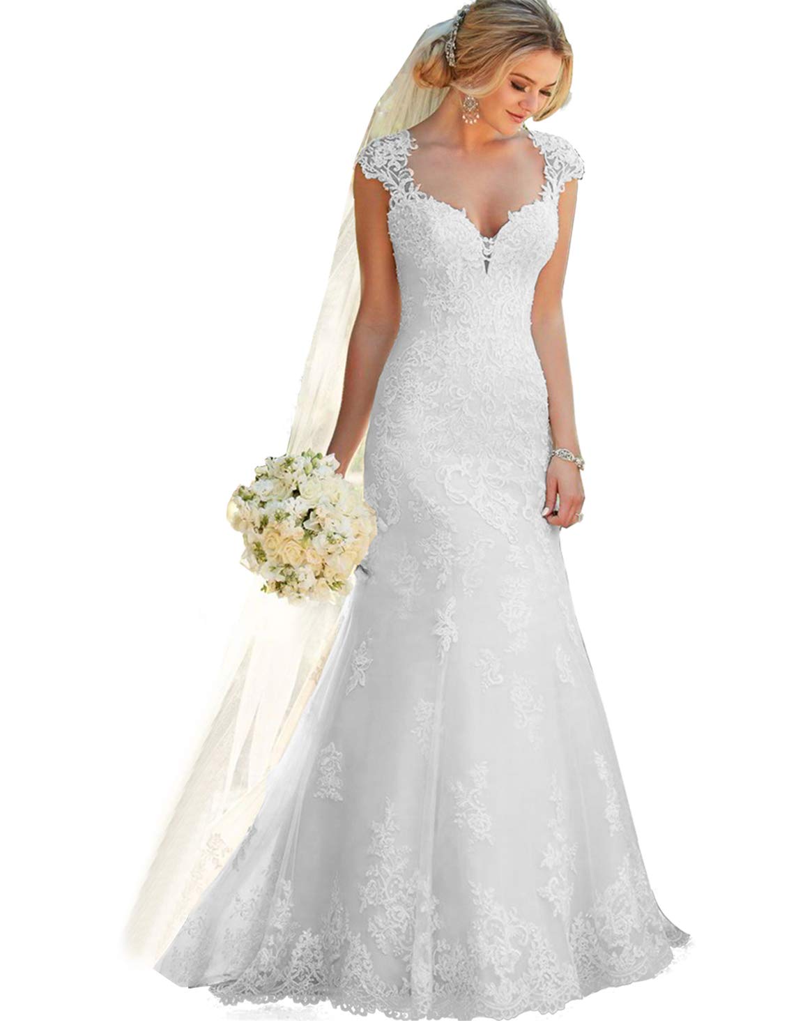 2022 Lace Boho Wedding Dresses for Women - Elegant Beach Bridal Gowns with Romantic Lover Kiss Design | Perfect for Beach Weddings, Destination Elopements & Boho Bridal Photos