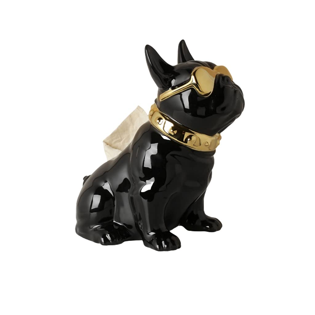 QIAOLI Creative Dog-Themed Tissue Box Holder - Bathroom, Office, Restaurant, Hotel & Car Tissue Dispenser - Black - Perfect for Home Decor, Commercial Use & Travel