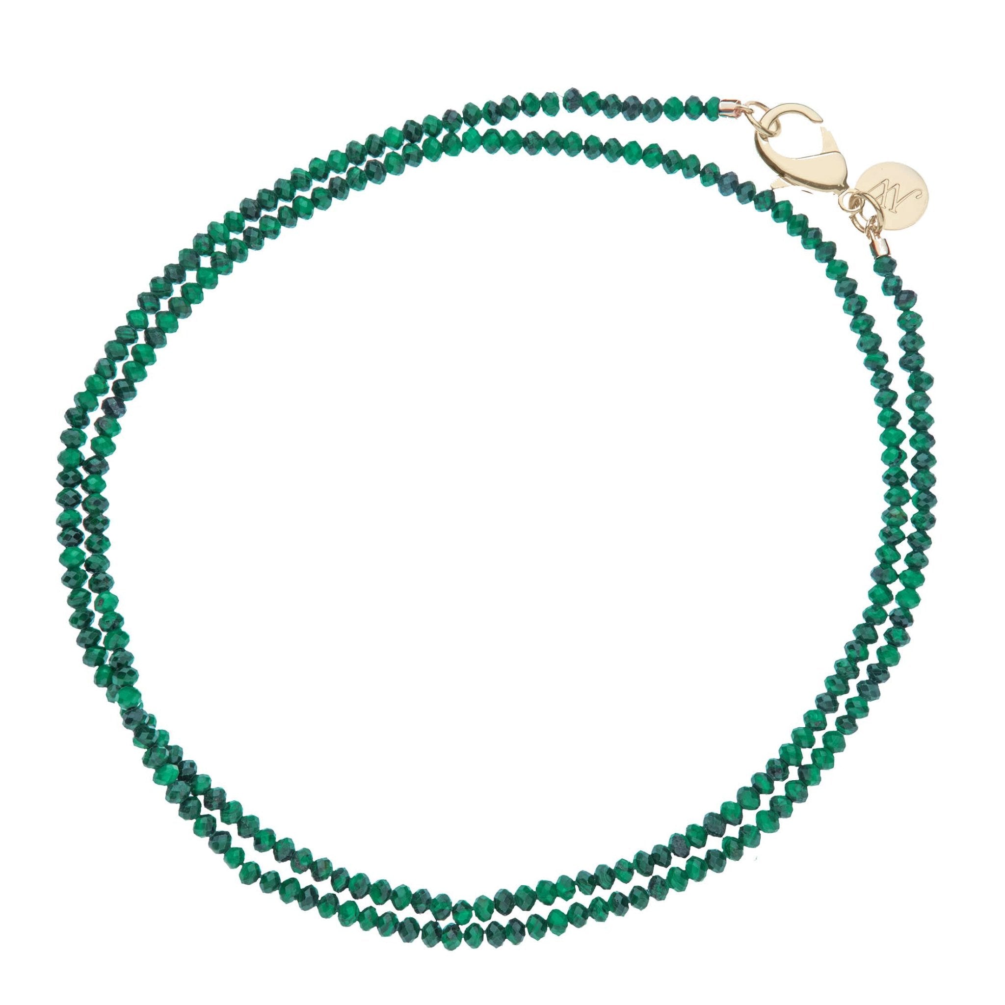 Jane Win Double Wrap Diamond Cut Malachite Beaded Necklace for Women - Elegant Green Gemstone Jewelry for Party, Wedding & Everyday Wear