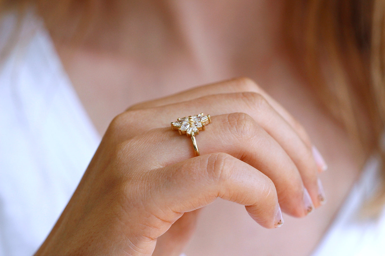 Marquise Cut Diamond Cluster Engagement Ring - Flower Design Wedding Band for Women | Perfect for Proposals, Anniversaries & Special Occasions