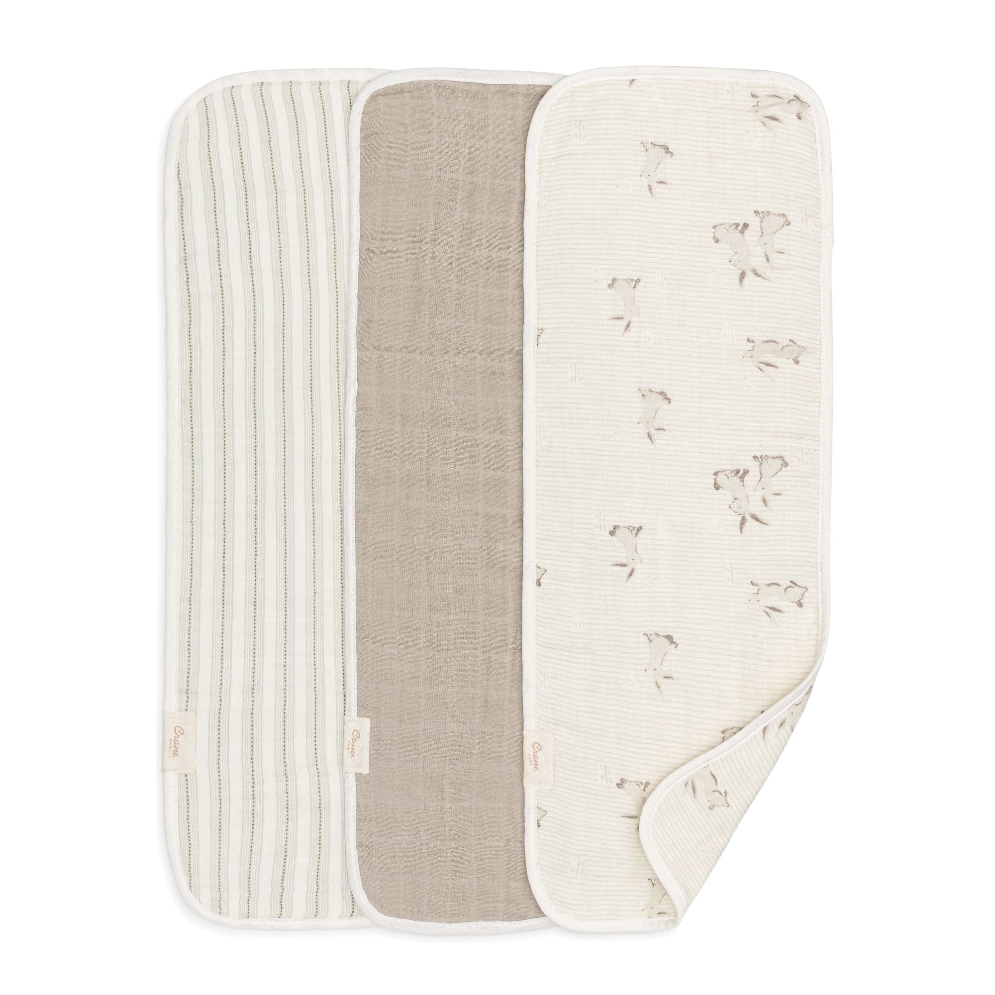 Organic Cotton 3-Piece Bunny Burp Cloth Set - Soft Baby Bibs for Newborns & Infants - Perfect for Feeding, Spit-Up Protection & Nursery Essentials