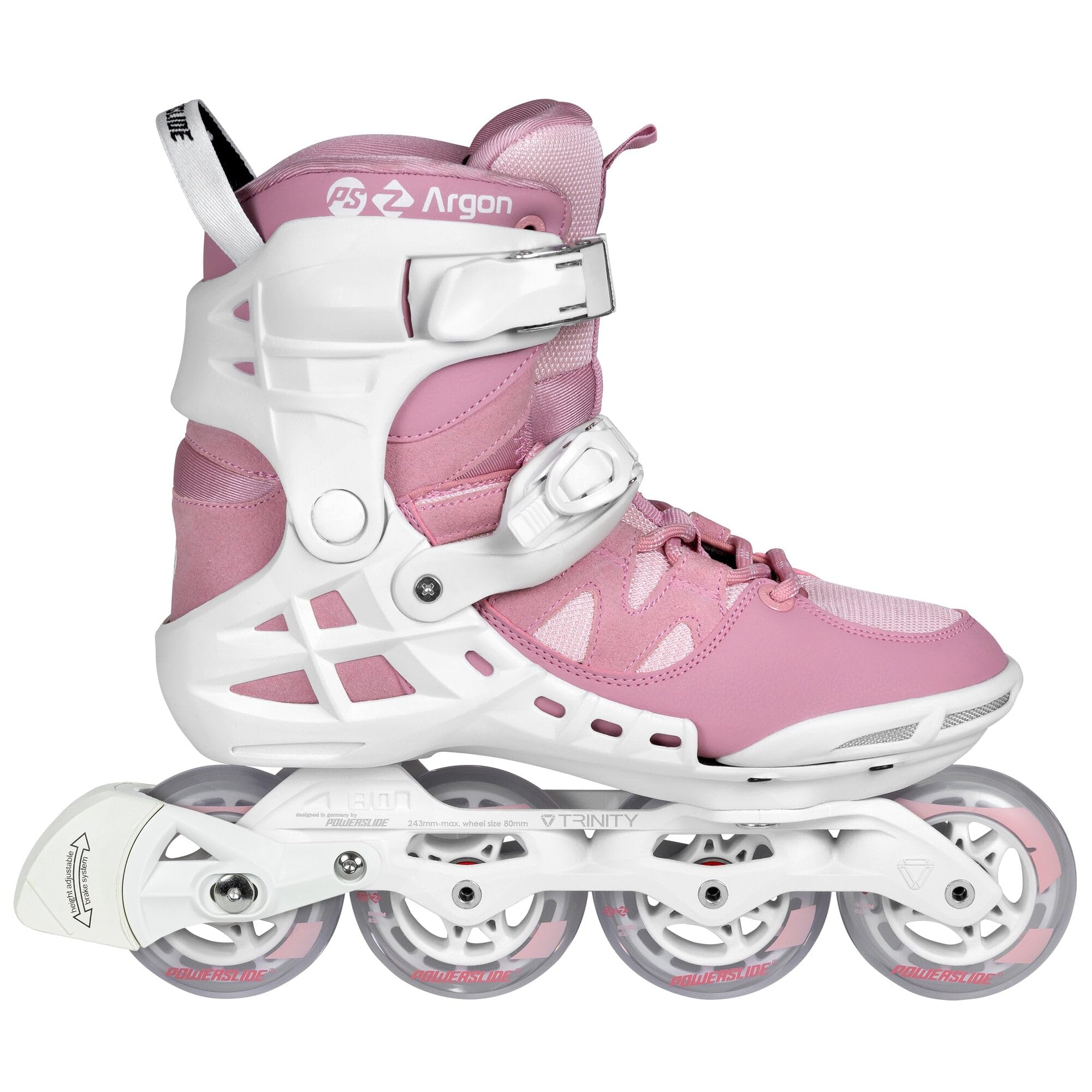 Powerslide PS Phuzion Argon 80 Women's Inline Skates - Size 6.5 (37) - Rose Pink | Comfortable Fitness & Recreational Rollerblades for Outdoor Skating, Exercise & Fun