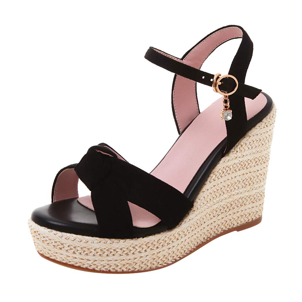 Women's Comfortable Buckle Flats - Open Toe Wedge Sandals with Thick Sole | Roman Style Summer Shoes for Beach, Vacation & Casual Outfits