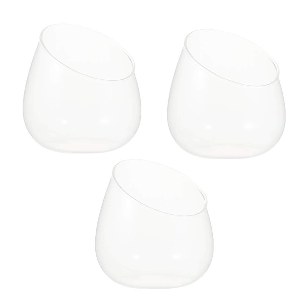 Healifty 3-Piece Clear Slant Cut Bubble Bowl Set - Fish Bowl, Plant Terrarium, Candy Jar, Globe Vase for Home & Office Decor - Perfect for Air Plants, Floral Arrangements, and Table Centerpieces