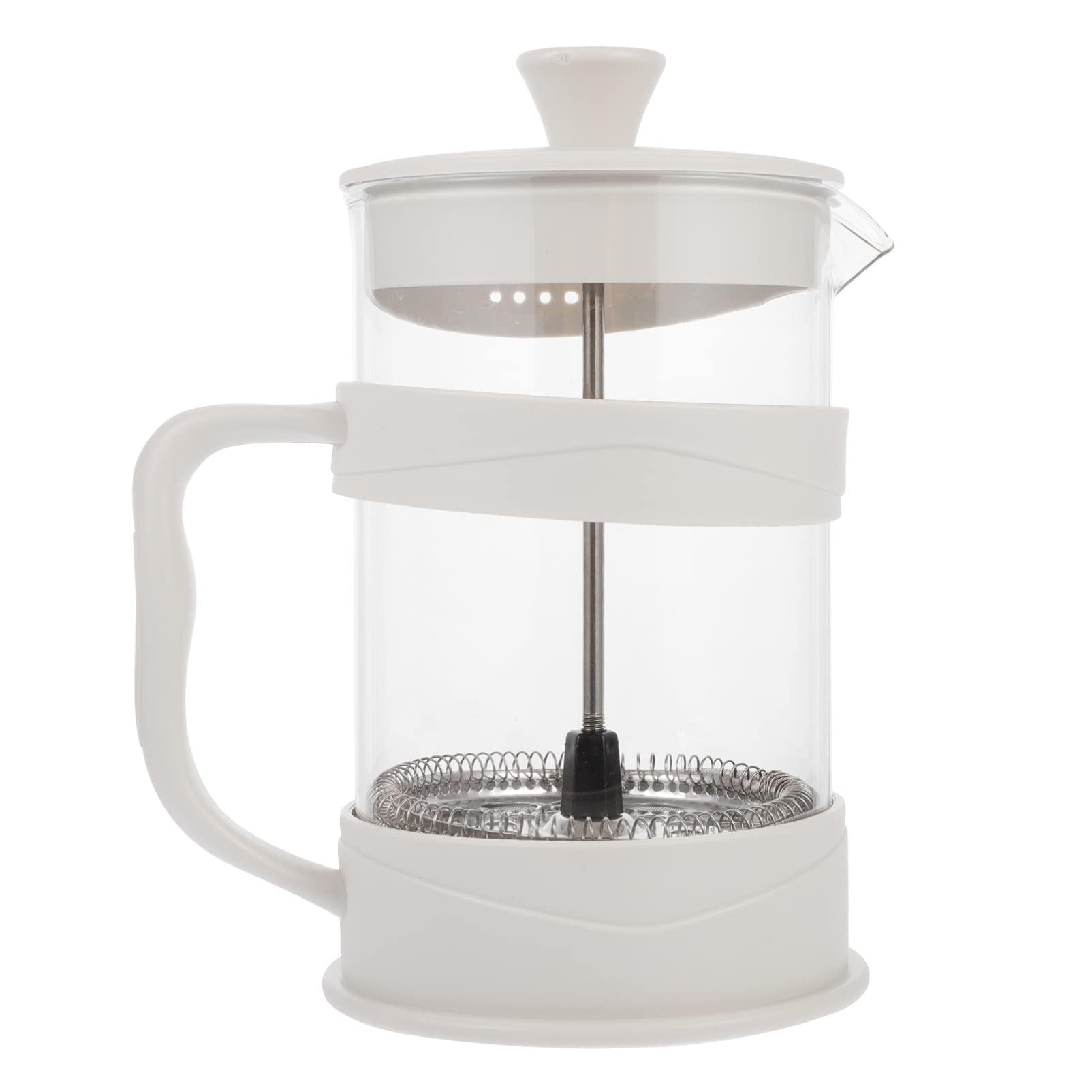 Hemoton French Press Coffee Maker 350ml - Heat Resistant Borosilicate Glass Coffee & Tea Press Pot with Stainless Steel Filter - Perfect for Home, Office, Camping & Gifts - White