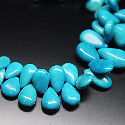 Natural Arizona Sleeping Beauty Turquoise Smooth Pear Drop Loose Beads - 8 Inch Strand (14mm x 6mm) for Jewelry Making, DIY Crafts & Beading Projects - GemAbyss MVG-25945