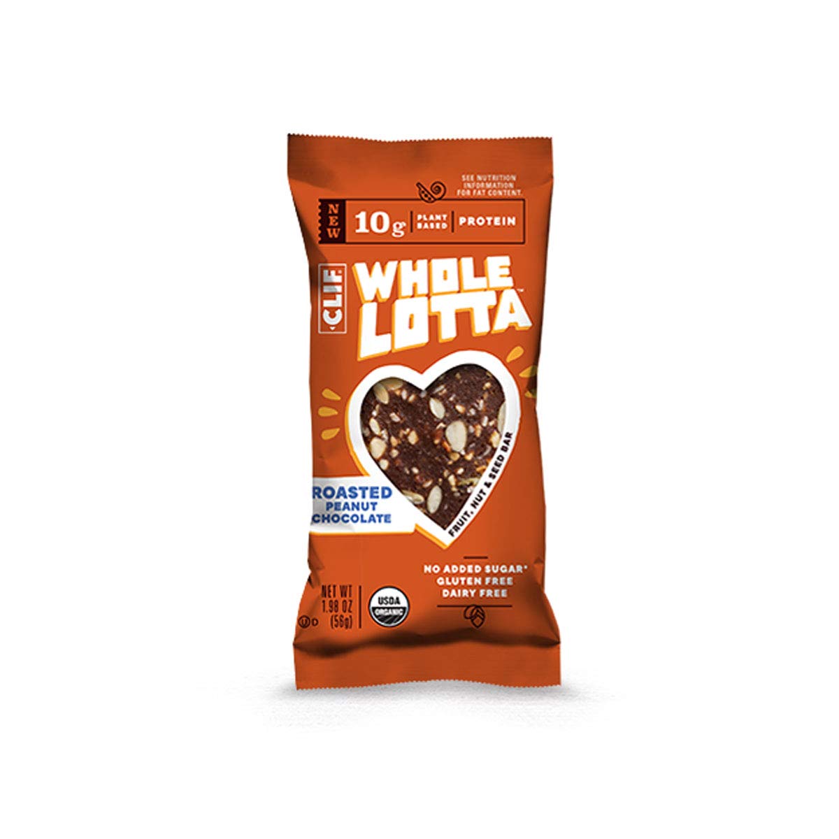 Clif Whole Lotta Organic Protein Bars - Roasted Peanut Chocolate Flavor, Gluten Free & Vegan Snacks (12 Pack, 1.98 oz Bars) - Perfect for Hiking, Workouts & Healthy On-the-Go Nutrition