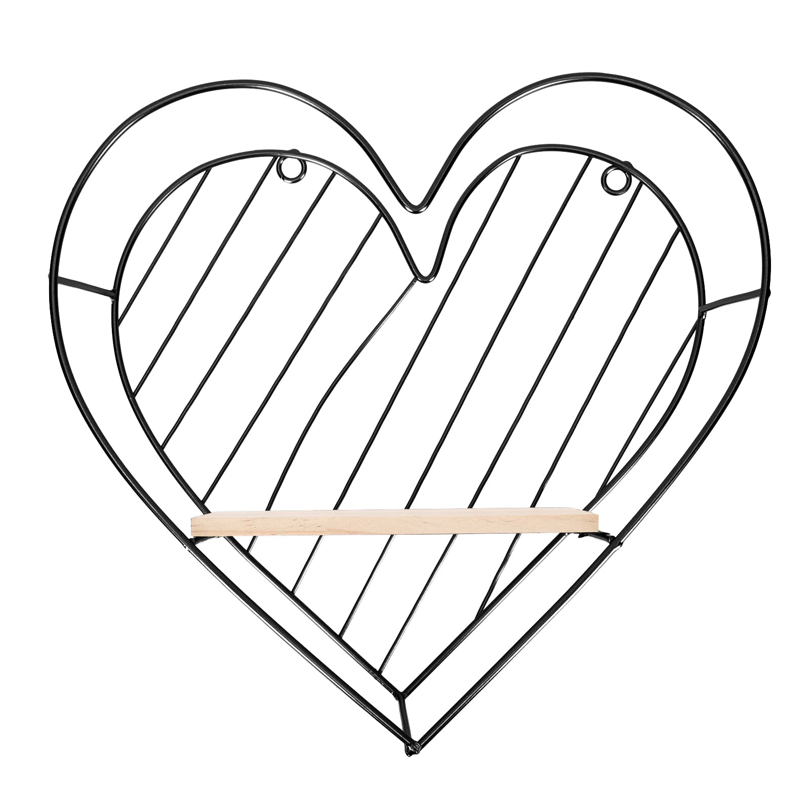 LUOZZY Heart Wall Shelf - Black Hanging Storage Rack for Home Decor & Organizing