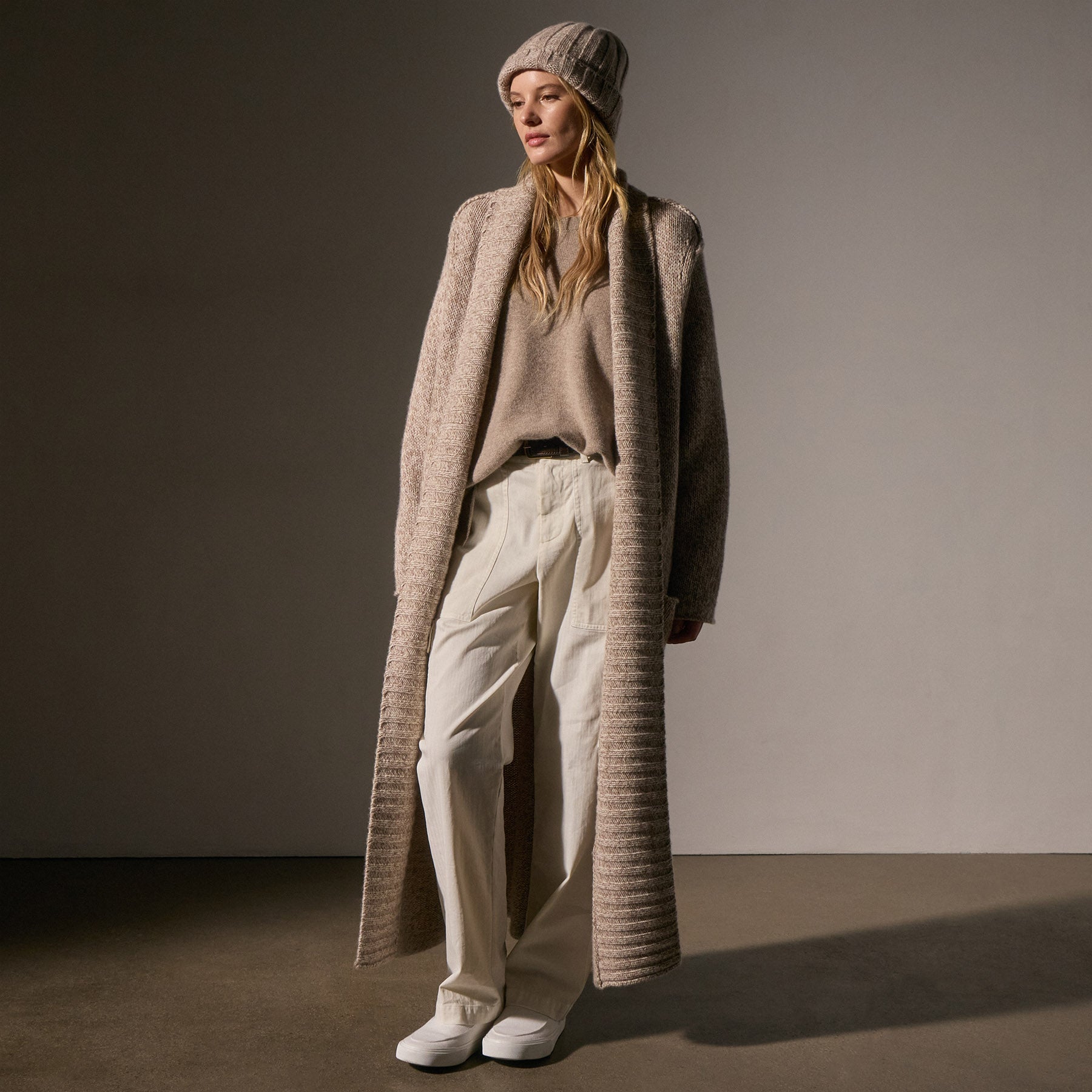 Chunky Knit Cashmere Marl Cardigan for Women - Soft Stone Marl Sweater | Cozy Winter Pullover for Casual Outfits & Layering