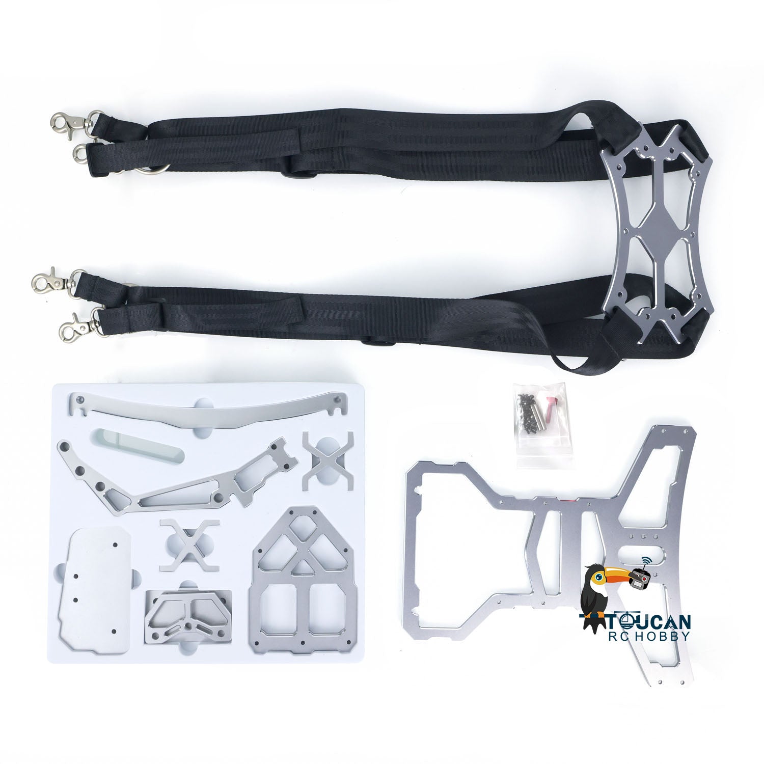 MTM Metal Tray Holder with Adjustable Strap for Flysky Paladin PL18EV Remote Controller - Durable RC Vehicle Accessories for Trucks, Excavators & Model Cars | Perfect for Racing, Construction Simulation & Outdoor RC Adventures