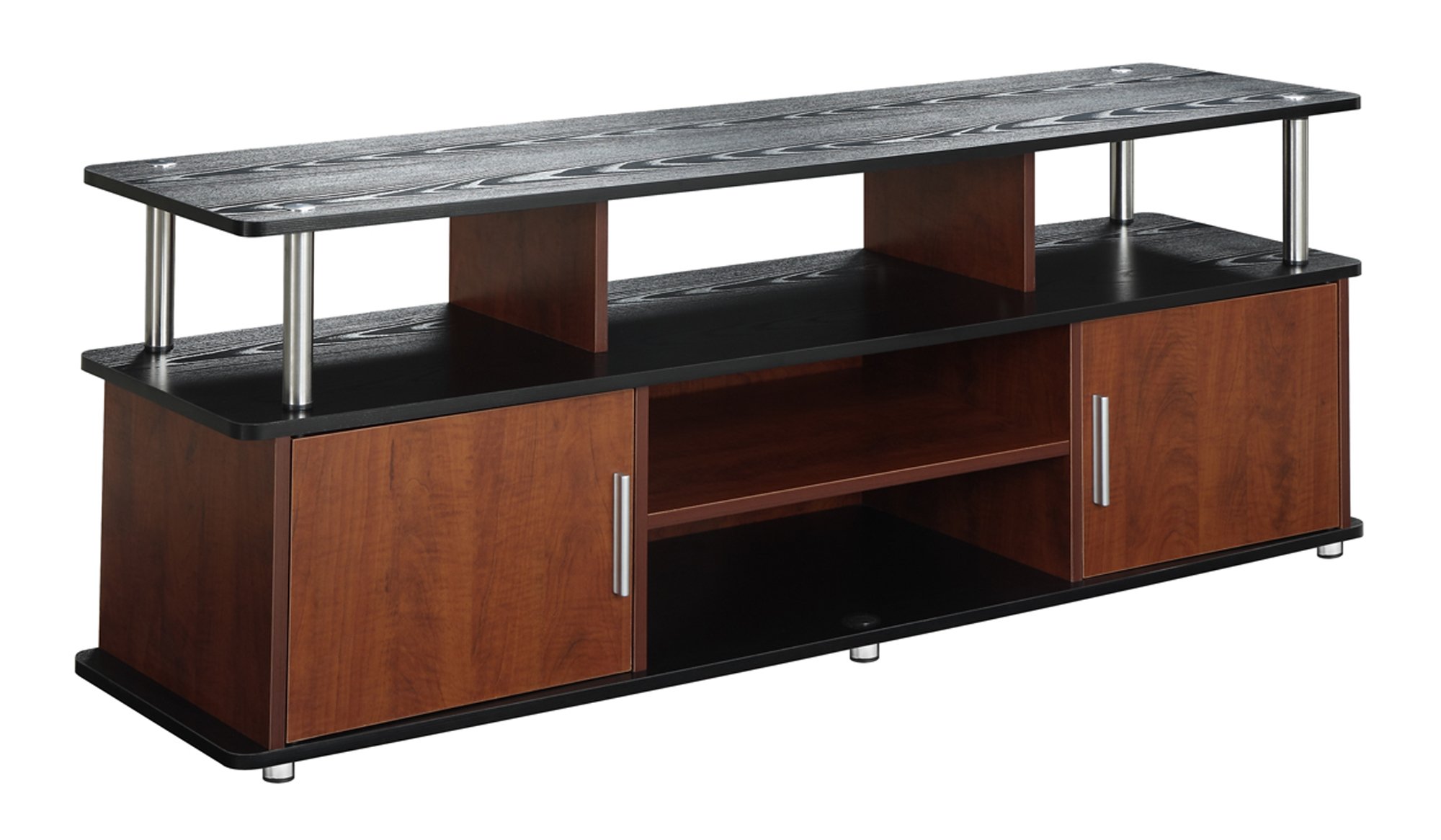 Convenience Concepts Designs2Go 60 Inch Monterey TV Stand - Cherry & Black Finish for Living Room, Bedroom or Home Theater Entertainment Center