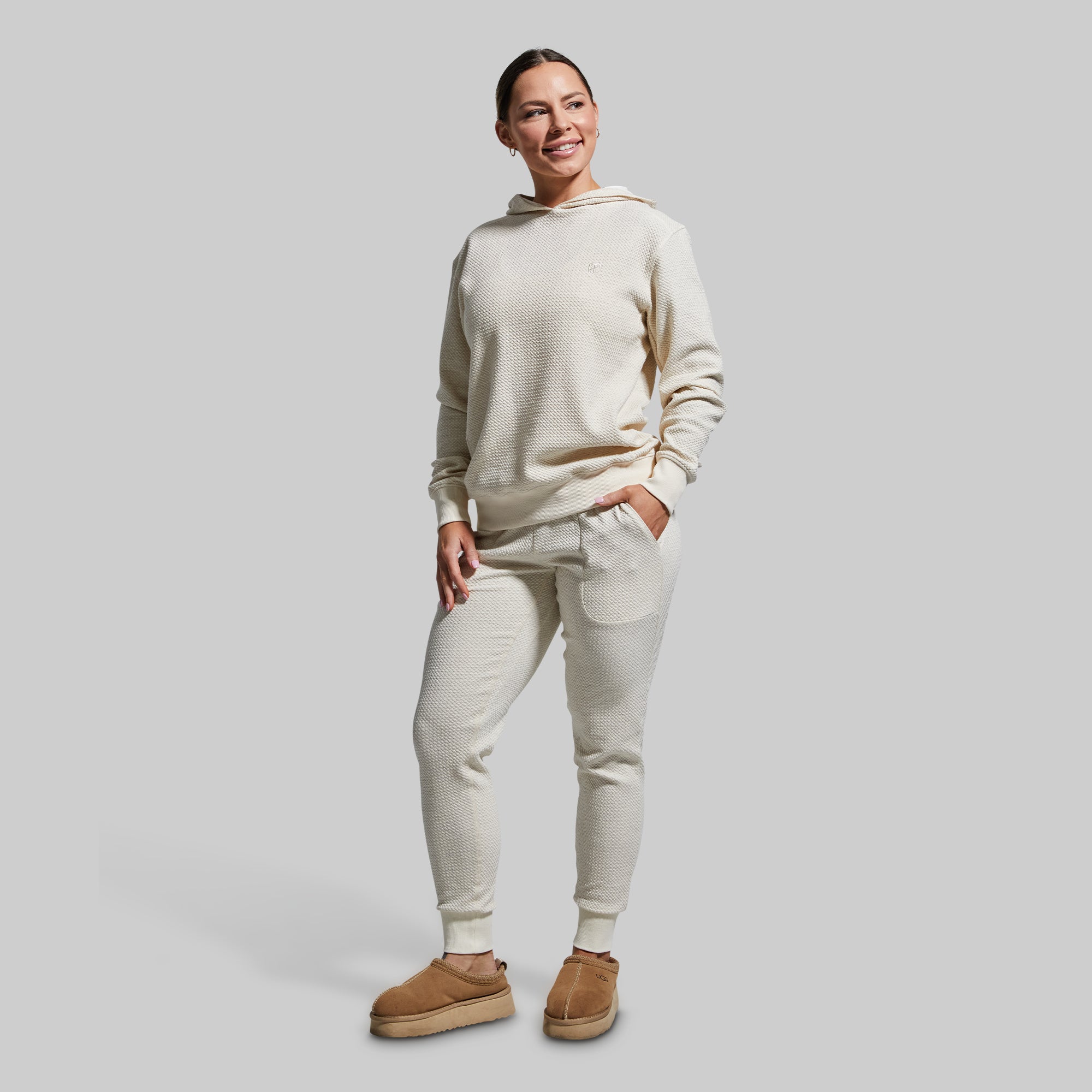 Women's Soft Cloud Jogger Set - Heather Oatmeal Color Comfortable Lounge Wear for Running, Yoga & Home Relaxation