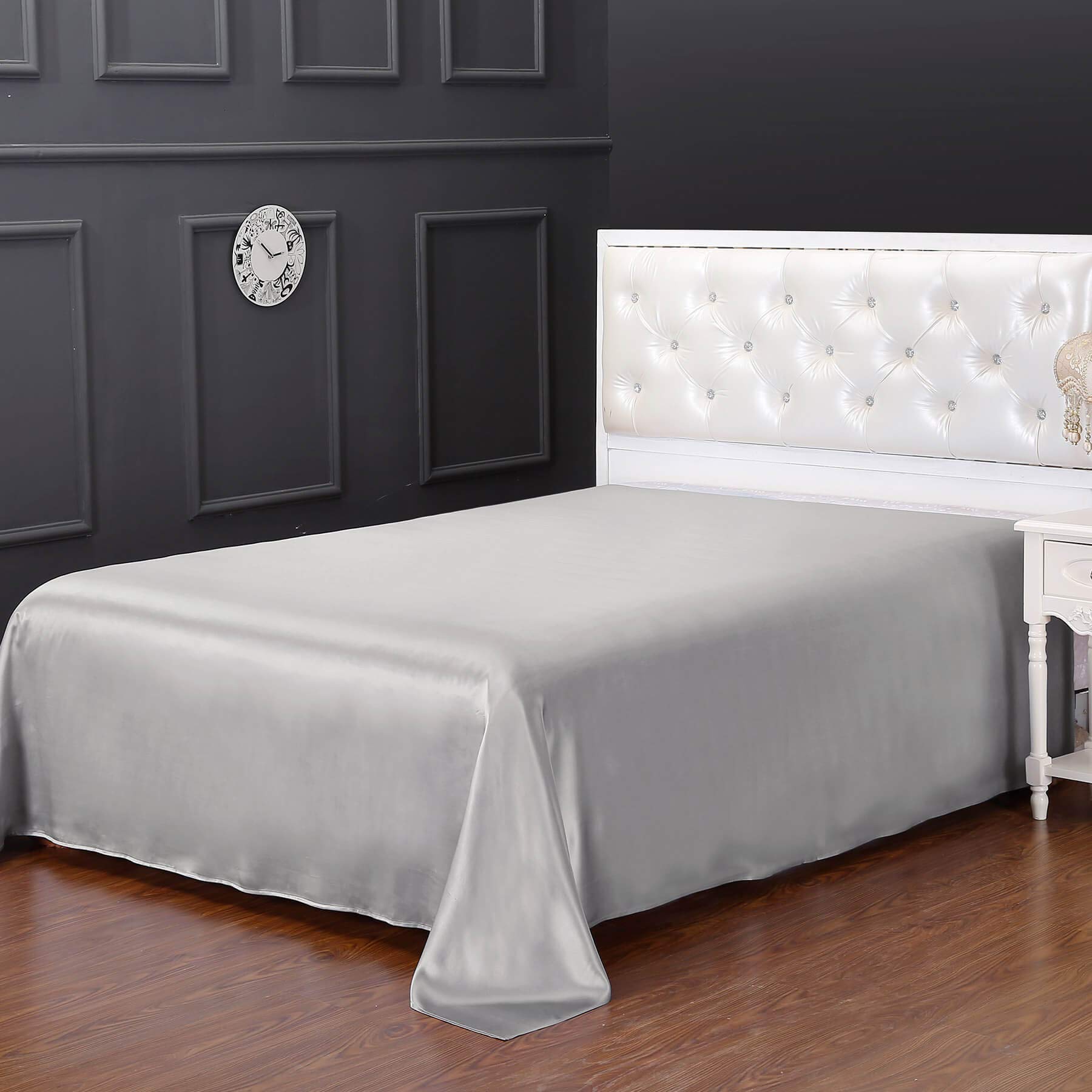 LILYSILK 100% Pure Mulberry Silk Flat Sheet - 19 Momme Queen Size Silver Gray - Luxurious Bedding for Hotels, Weddings & Master Bedrooms