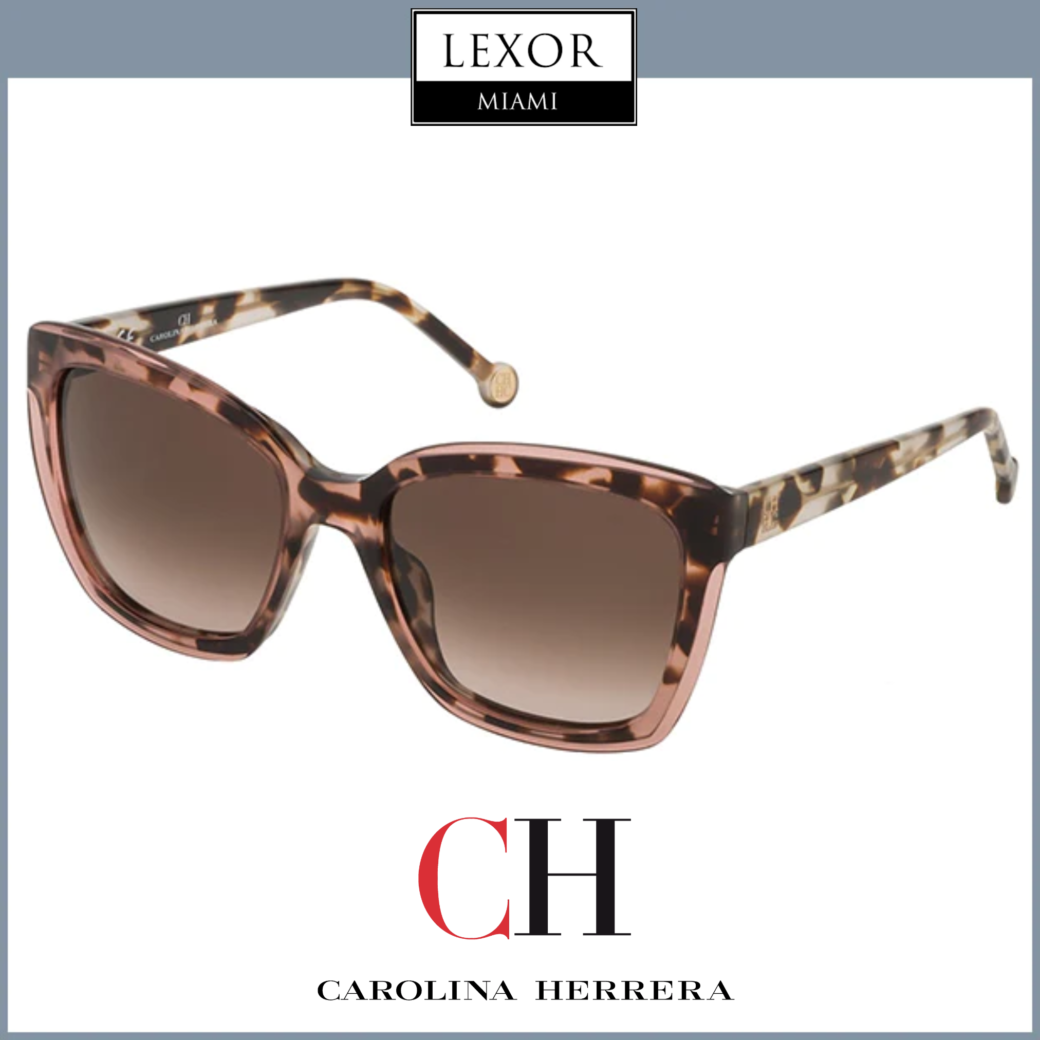 Carolina Herrera SHE788 01GQ 55mm Women's Fashion Sunglasses - UV Protection & Polarized Lenses for Driving, Beach & Outdoor Activities