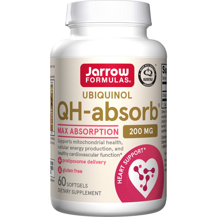 Jarrow Formulas QH-Absorb Ubiquinol 200mg Softgels - Premium CoQ10 Supplement for Heart Health, Energy & Antioxidant Support - Supports Cardiovascular Function & Cellular Energy Production (60 Count) - Perfect for Active Adults & Heart Health Maintenance