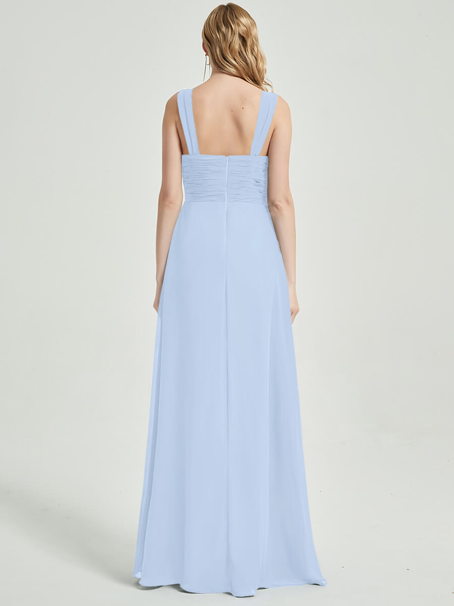 Cornflower Blue Sweetheart Straps A-Line Maxi Chiffon Bridesmaid Dress - Elegant Formal Gown for Weddings, Prom & Special Occasions