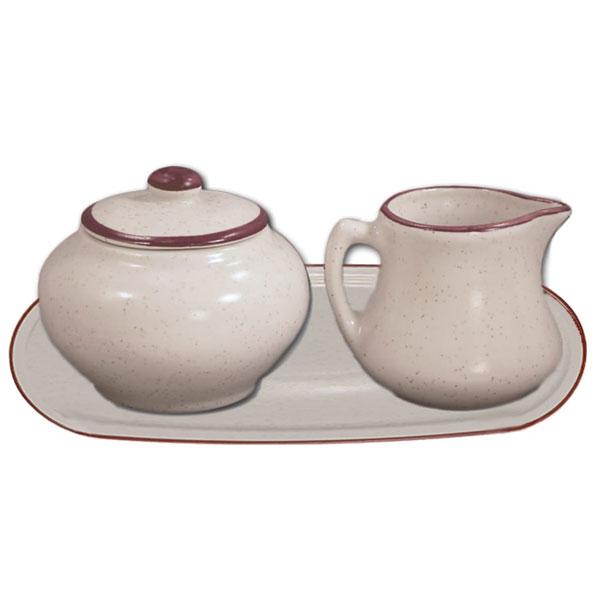 Della Terra Sugar and Creamer Set - Beige with Brown Porcelain Coffee Accessories for Home, Kitchen, and Office Use