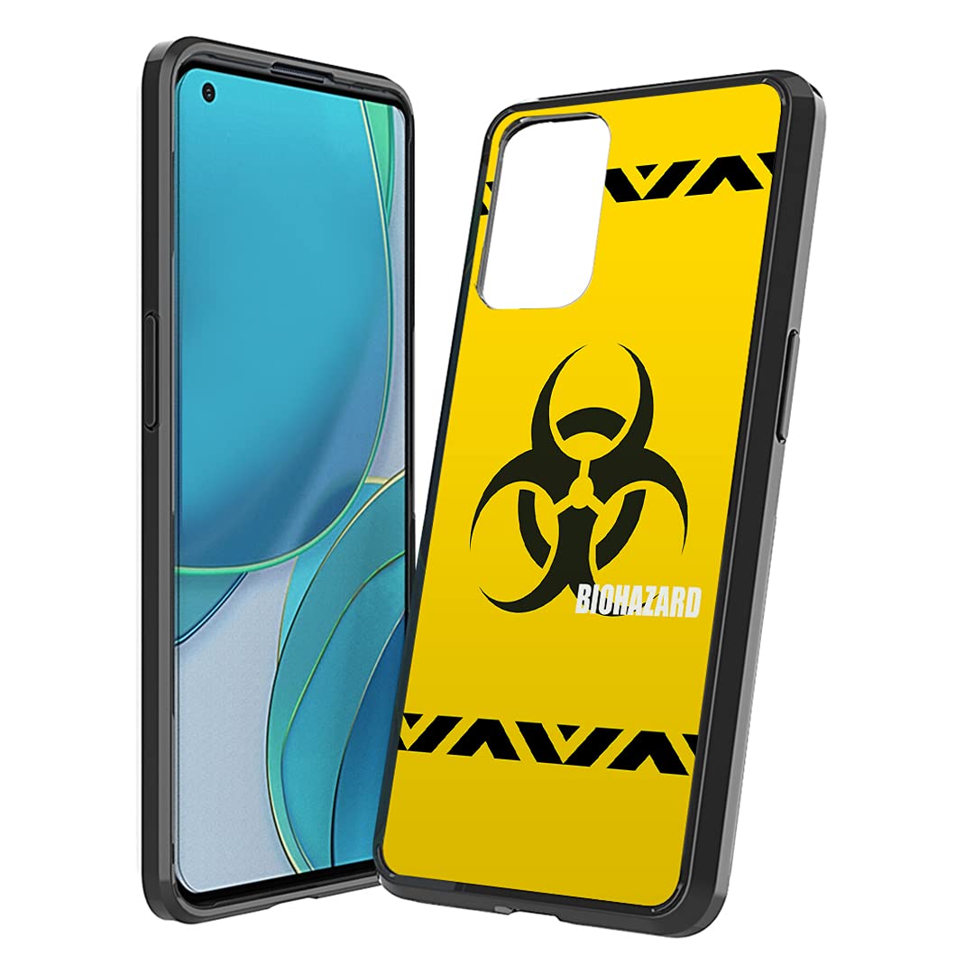 OnePlus 9 5G Phone Case - Slim Hybrid Gel Cover for Men & Women | Yellow Biohazard Design | Perfect for Work & Travel