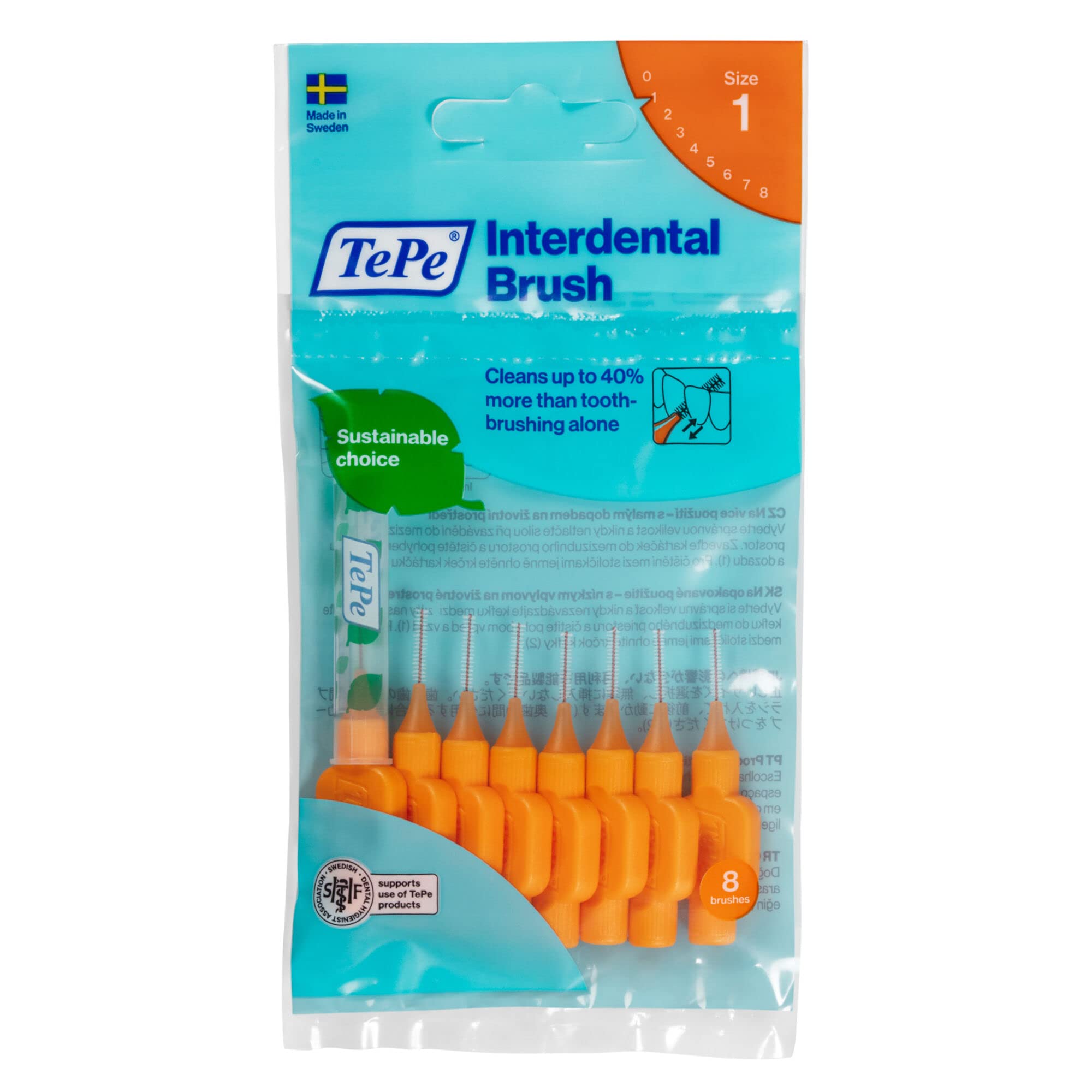 TePe Original Interdental Brushes - 0.45 mm Orange (3 Packs of 8) | Dental Care for Braces, Bridges & Gum Health | Perfect for Travel & Daily Oral Hygiene