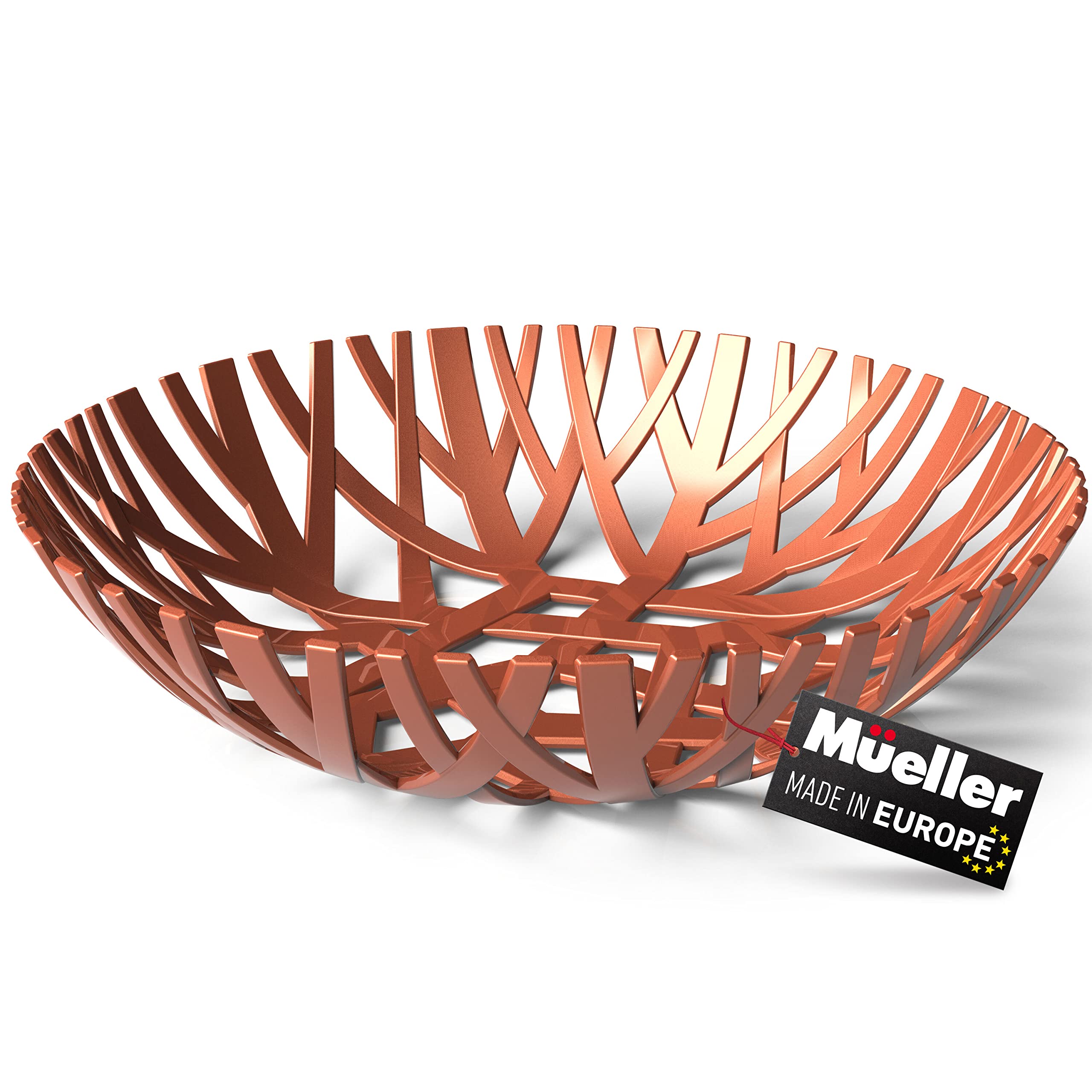 Premium Mueller Fruit Basket - Modern European-Made Decorative Centerpiece Bowl for Kitchen Counter & Home Decor | Elegant Burnt Sienna Design | Perfect for Fresh Fruit Display, Dining Table Centerpiece & Gift Giving