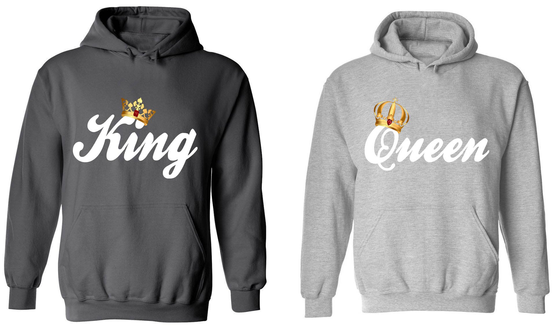 King & Queen Matching Couple Hoodies - His & Her Sweatshirts for Valentine's Day, Anniversary Gifts & Couple Outfits