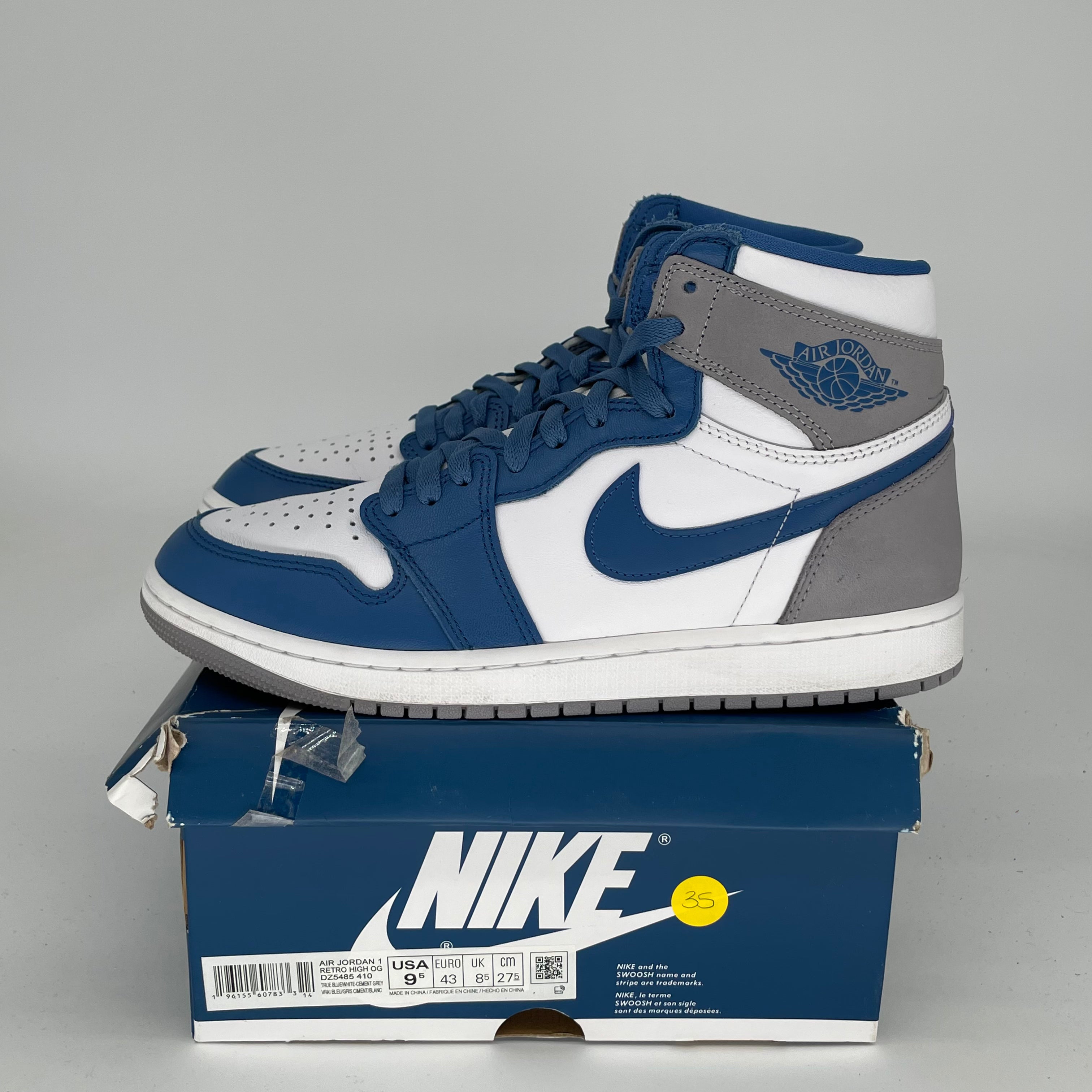 AIR JORDAN 1 TRUE BLUE Retro High OG Basketball Shoes - Men's Size 9.5 (DZ5485-410) - Authentic Sneakers for Streetwear, Sports & Casual Fashion