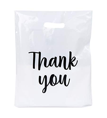 45-Pack White Plastic Retail Bags with Handles - 12x15 Inch Bulk Merchandise Bags for Boutique, Gift Shop & Thank You Gifts | Durable Shopping Bags for Retail Stores, Parties & Events