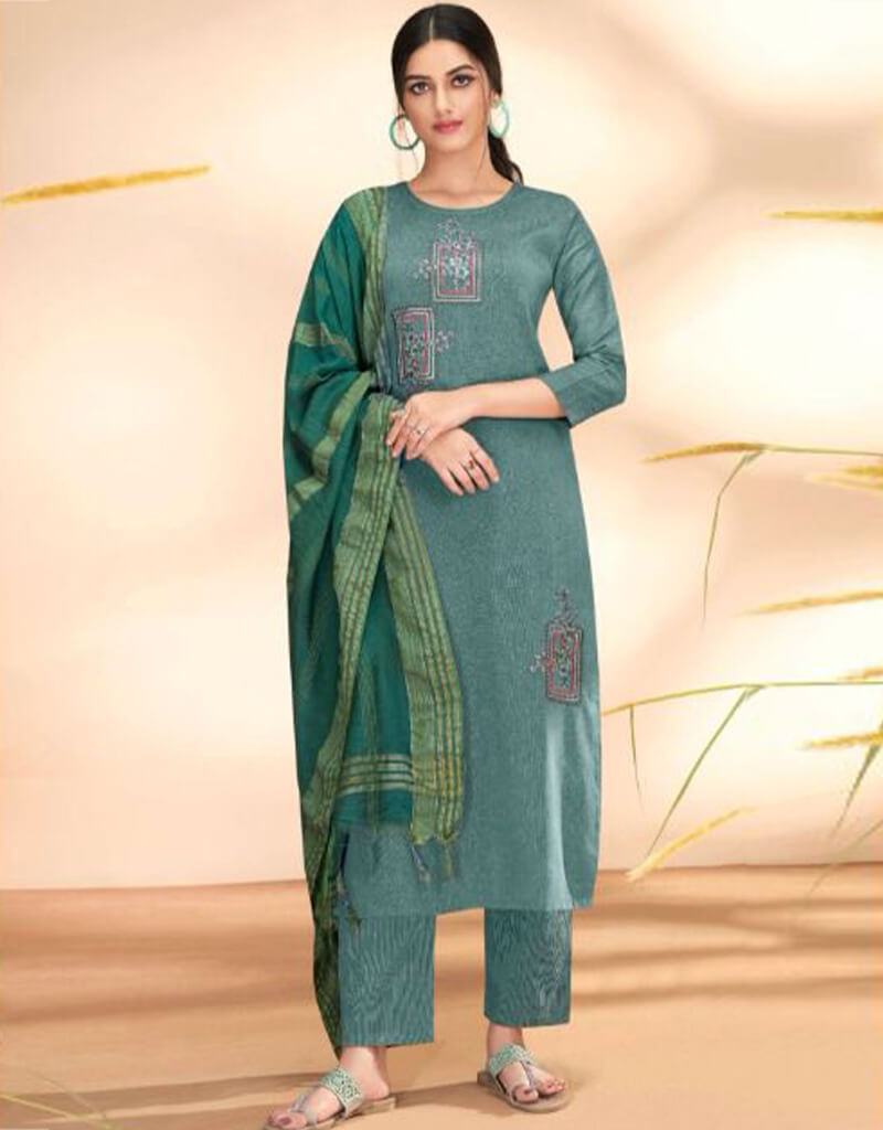 Blue Massert Cotton Pant Salwar Suit for Women - Comfortable Traditional Indian Outfit for Festivals, Weddings & Special Occasions