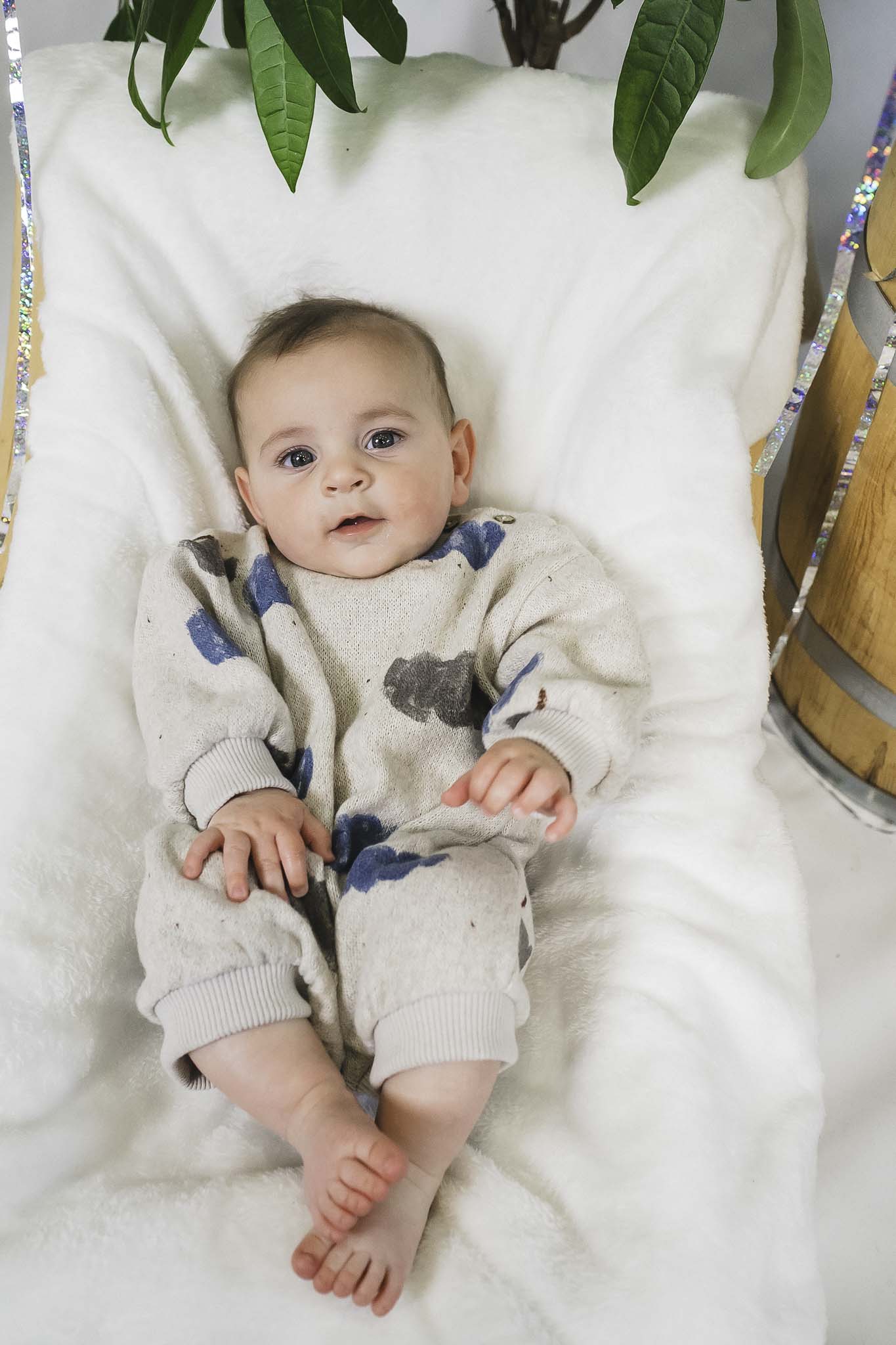 Grey Printed Jersey Jumpsuit for Baby Boys - Soft Cotton Romper for Playtime, Outings & Photo Shoots
