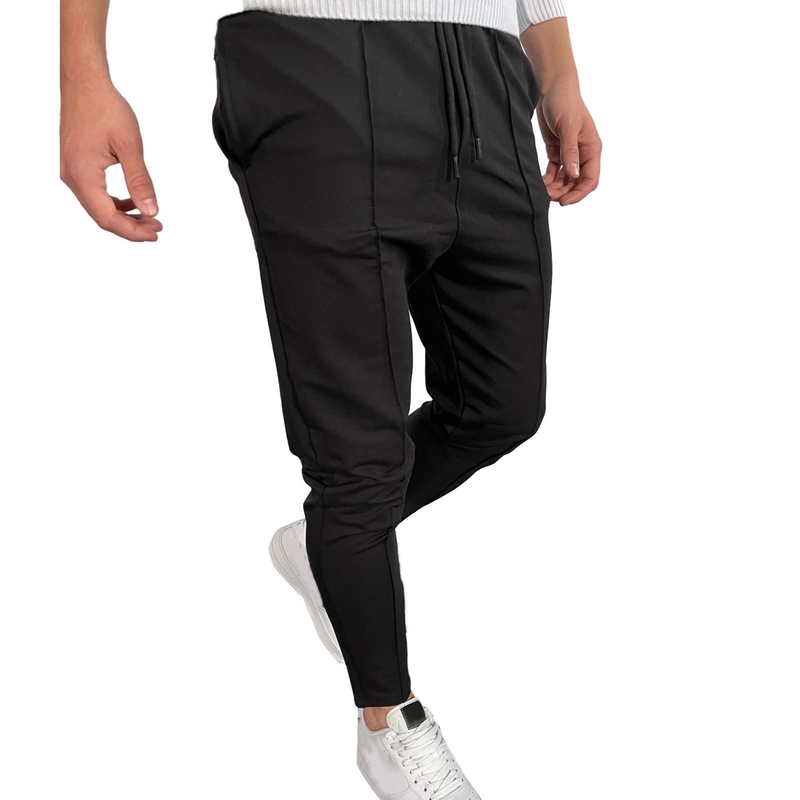 Men's Casual Elastic Sports Pants - Thin, Breathable & Stretchable Trousers with Zipper Pockets | Perfect for Gym, Running & Christmas Gifts