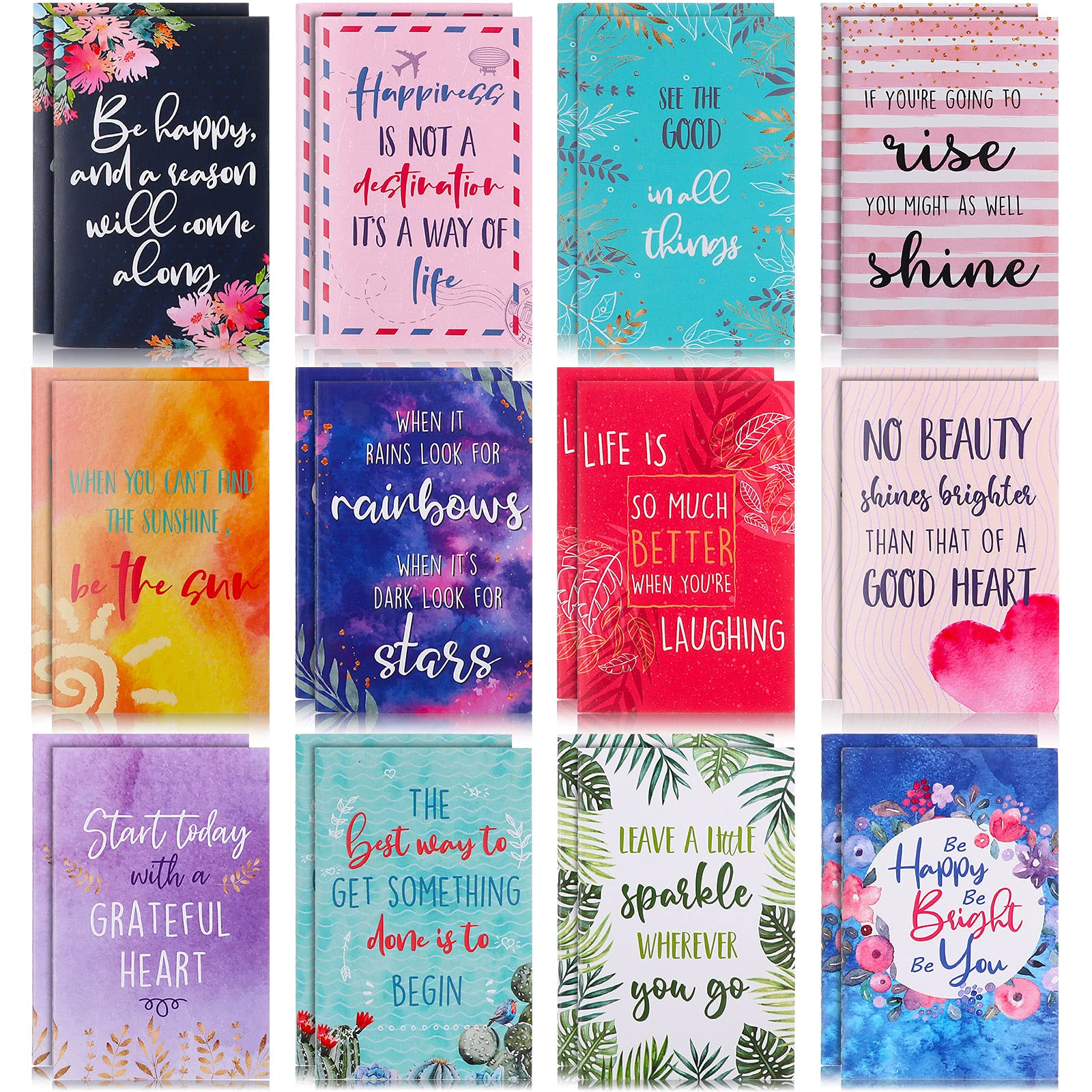 24-Pack Inspirational Notebooks for Women - Bulk Mini Notepads, Motivational Journals, Small Notepads for Office, Travel & Daily Use - 12 Lovely Styles (Perfect Gift Idea)