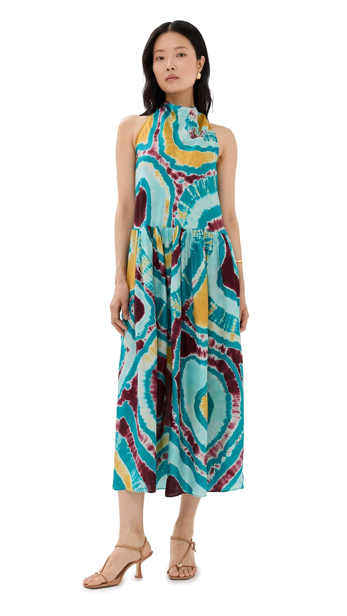 Ulla Johnson Women's Assa Dress - Floral Printed Maxi Dress with Ruffled Sleeves for Summer, Beach, and Special Occasions