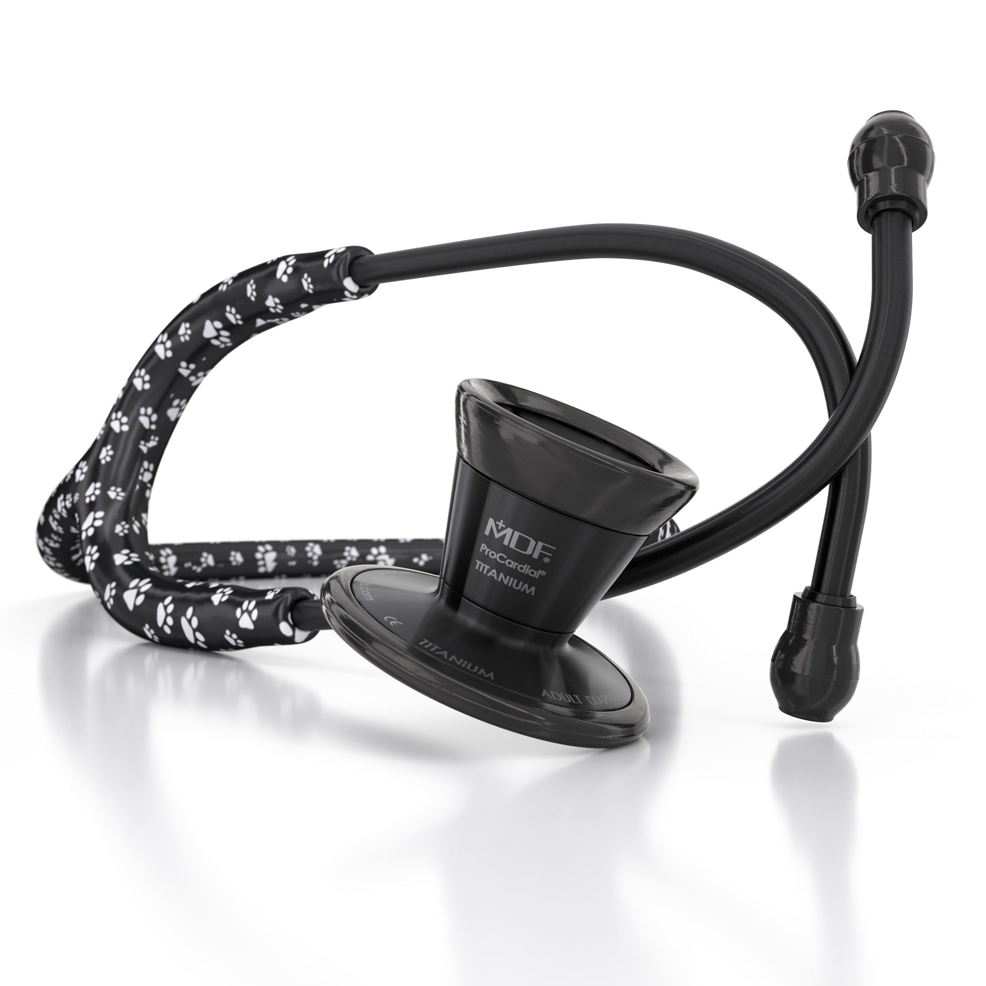 ProCardial® Titanium Cardiology Stethoscope - Premium Medical Stethoscope for Doctors & Nurses, Puppy Paw/BlackOut Design - Ideal for Pediatric Care, Cardiology Exams & Clinical Use