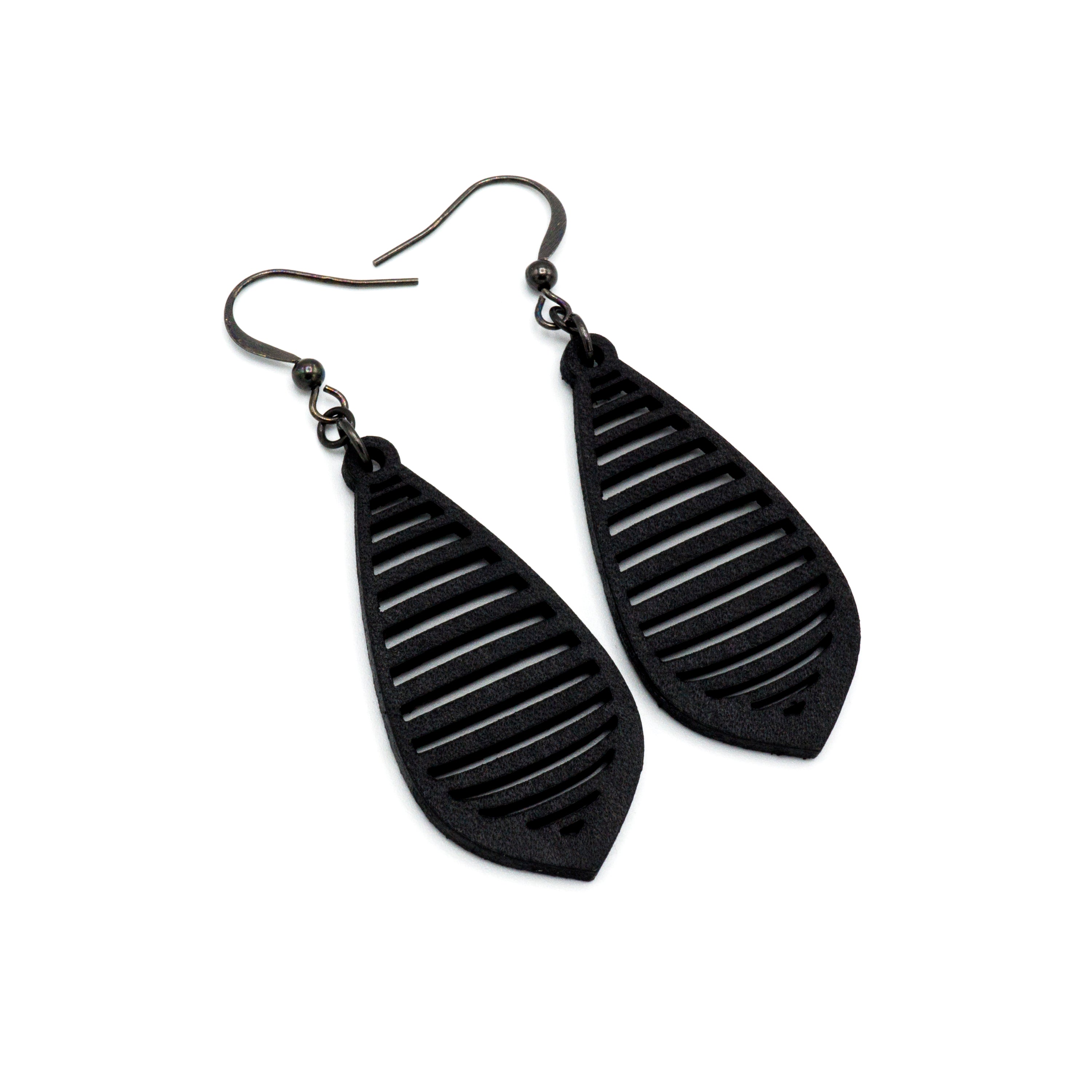 Gem Point 12 [S] Black Leather Earrings - Stylish Boho Accessories for Women, Perfect for Parties, Weddings & Everyday Wear