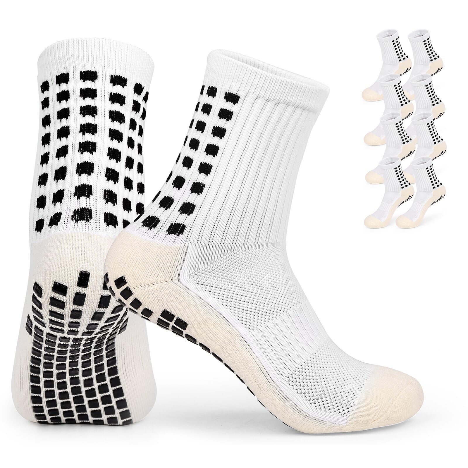 Men's Non-Slip Grip Soccer Socks - 4 Pairs Breathable Sports Socks for Football, Basketball & Running - Perfect for Training, Games & Outdoor Activities